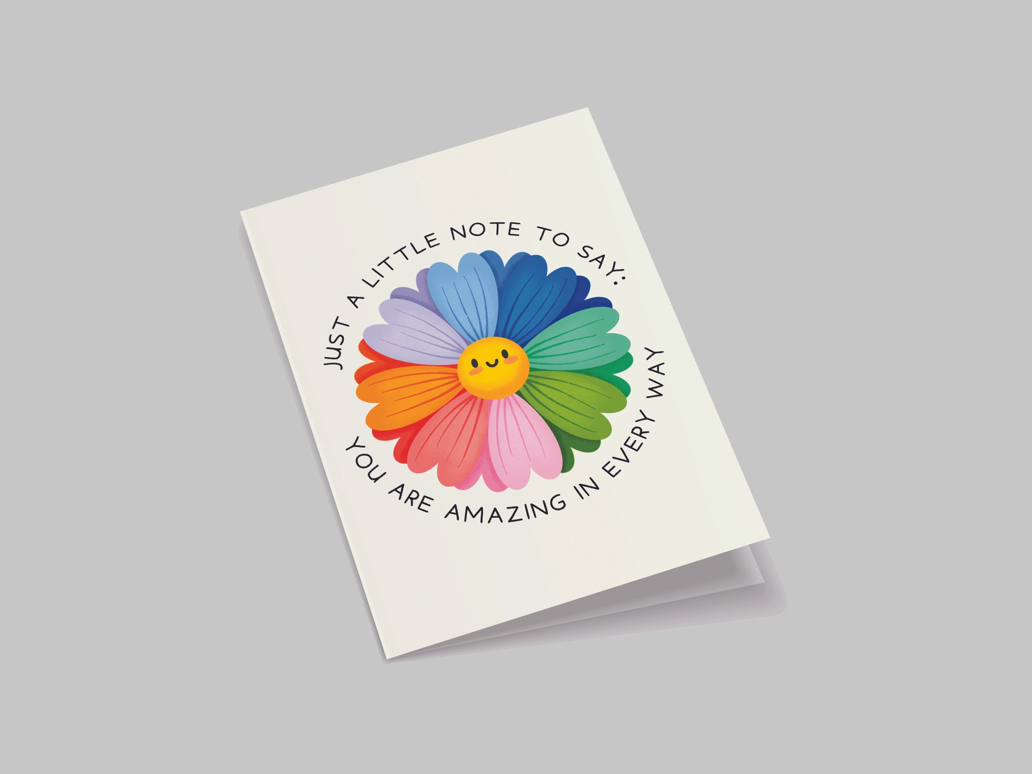 Alternate angle view of the greeting card displayed upright, offering a comprehensive look at the card's design and structure.