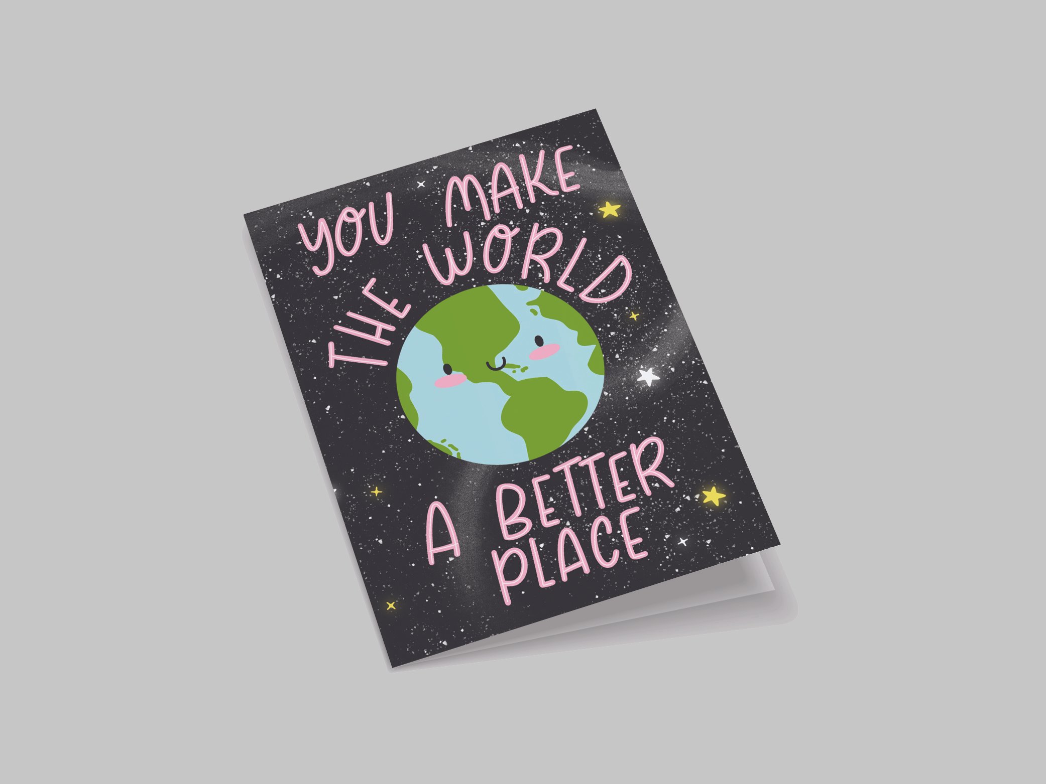 Alternate angle view of the greeting card displayed upright, offering a comprehensive look at the card's design and structure.