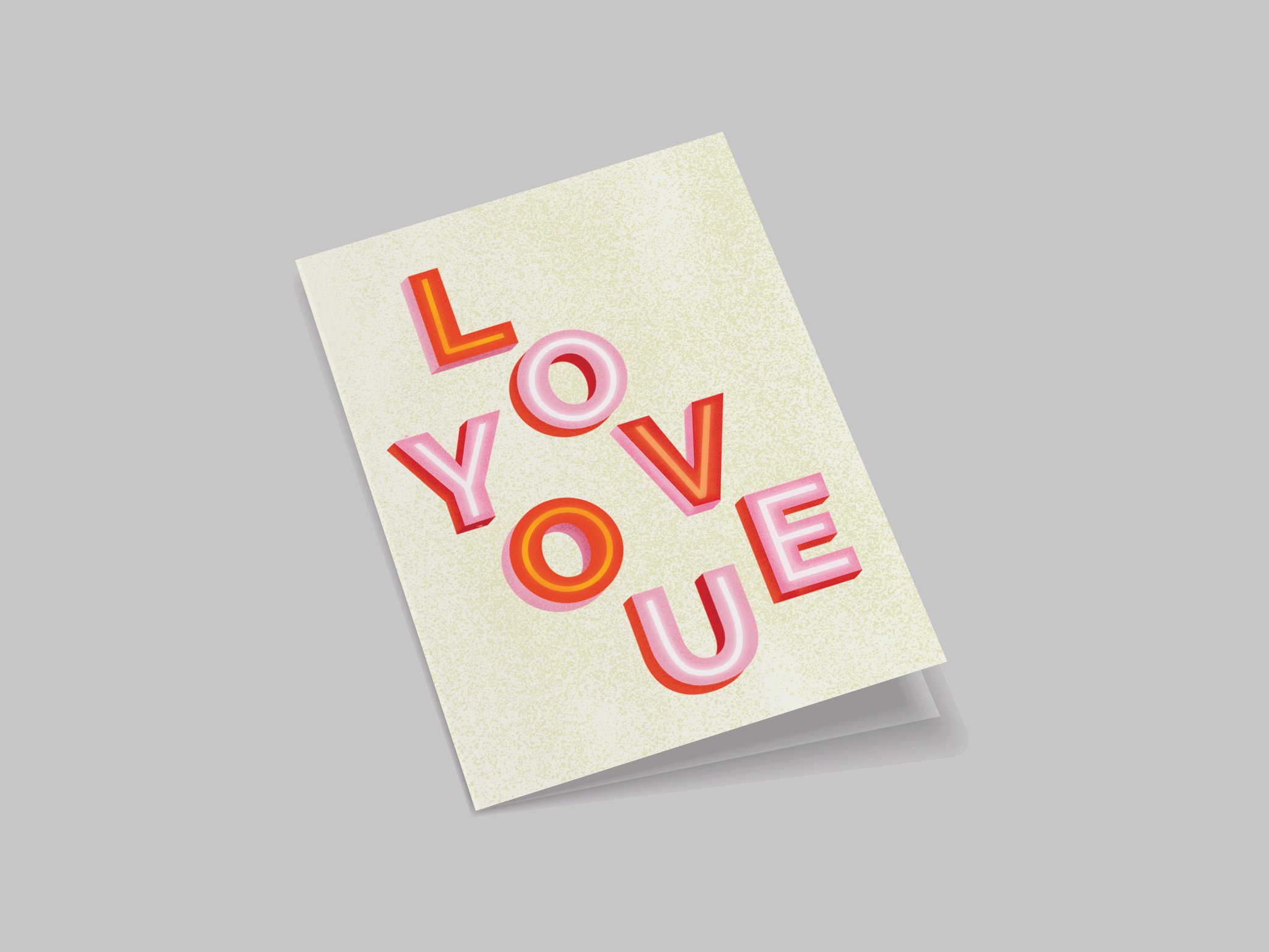 Alternate angle view of the greeting card displayed upright, offering a comprehensive look at the card's design and structure.