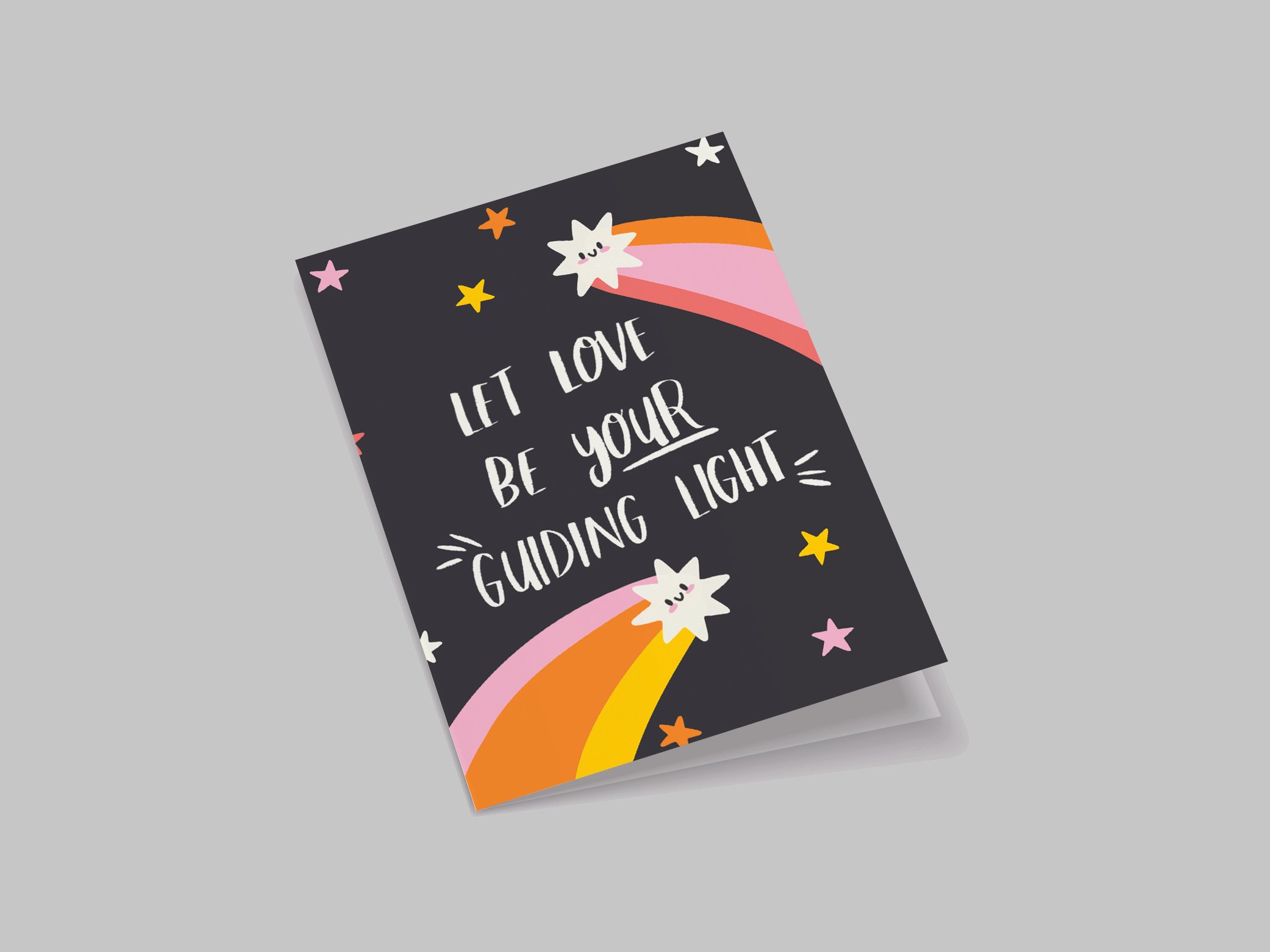 Alternate angle view of the greeting card displayed upright, offering a comprehensive look at the card's design and structure.