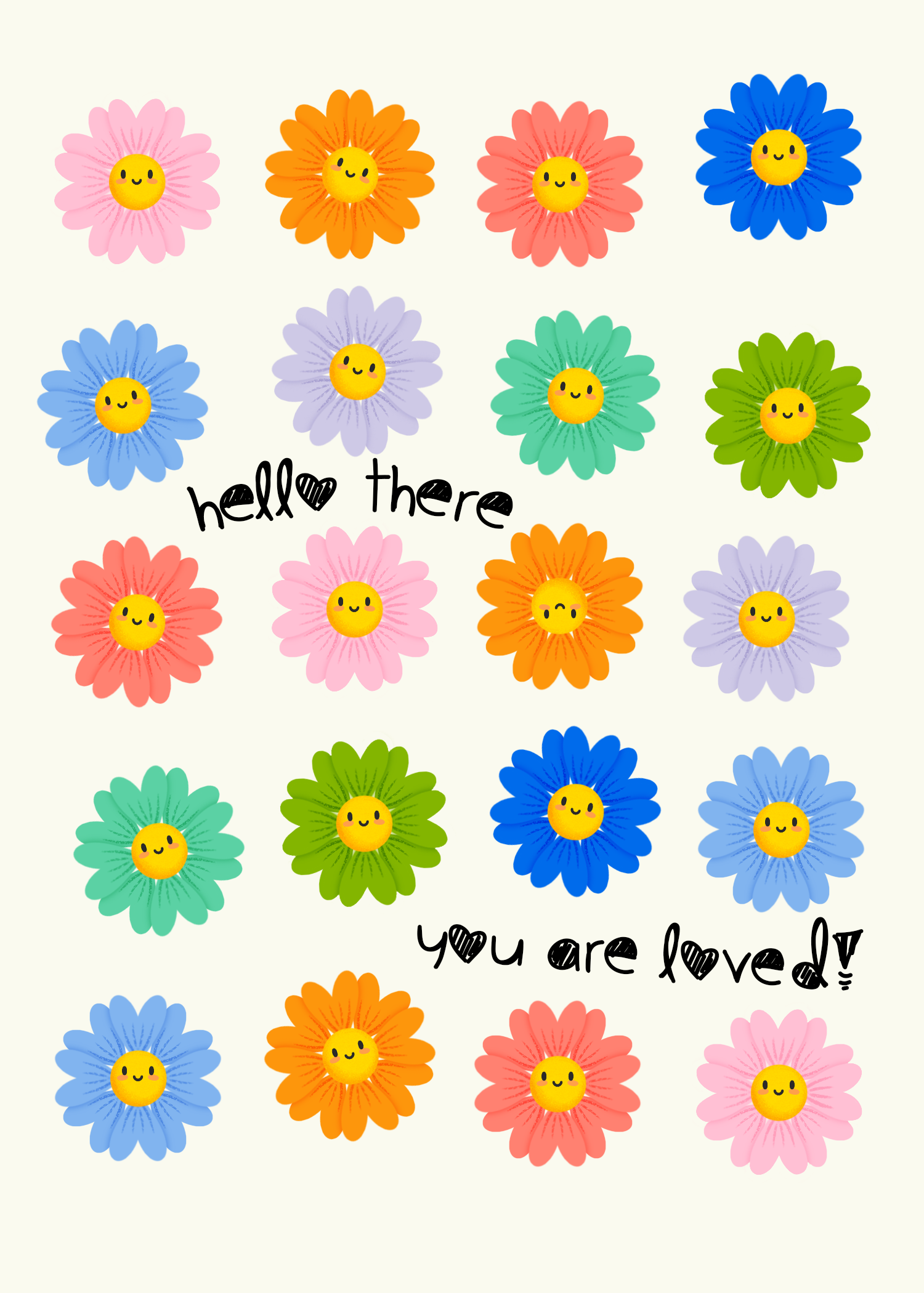 Close-up of the greeting card's front graphic, highlighting intricate design details and vibrant colors.