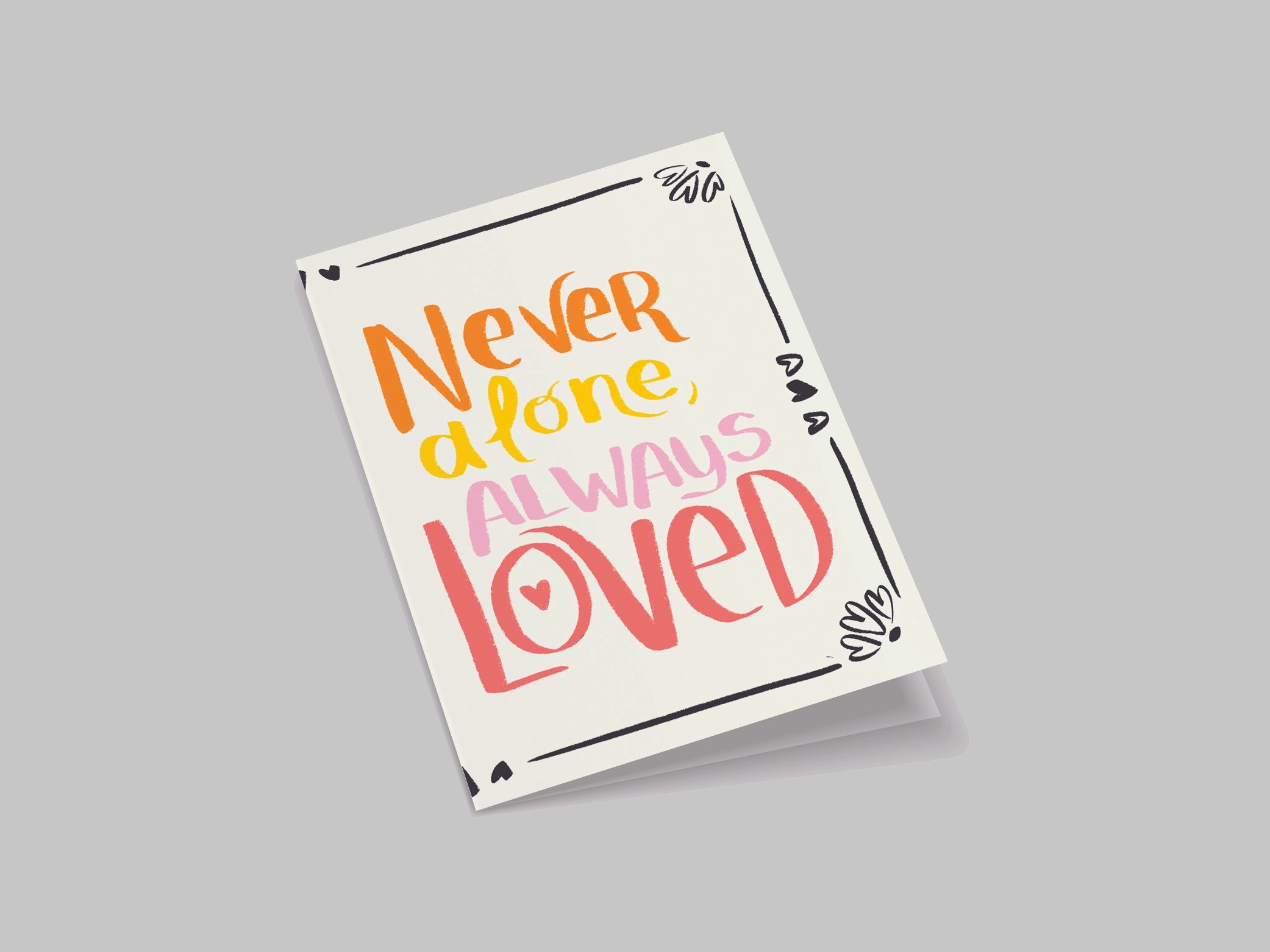 Alternate angle view of the greeting card displayed upright, offering a comprehensive look at the card's design and structure.