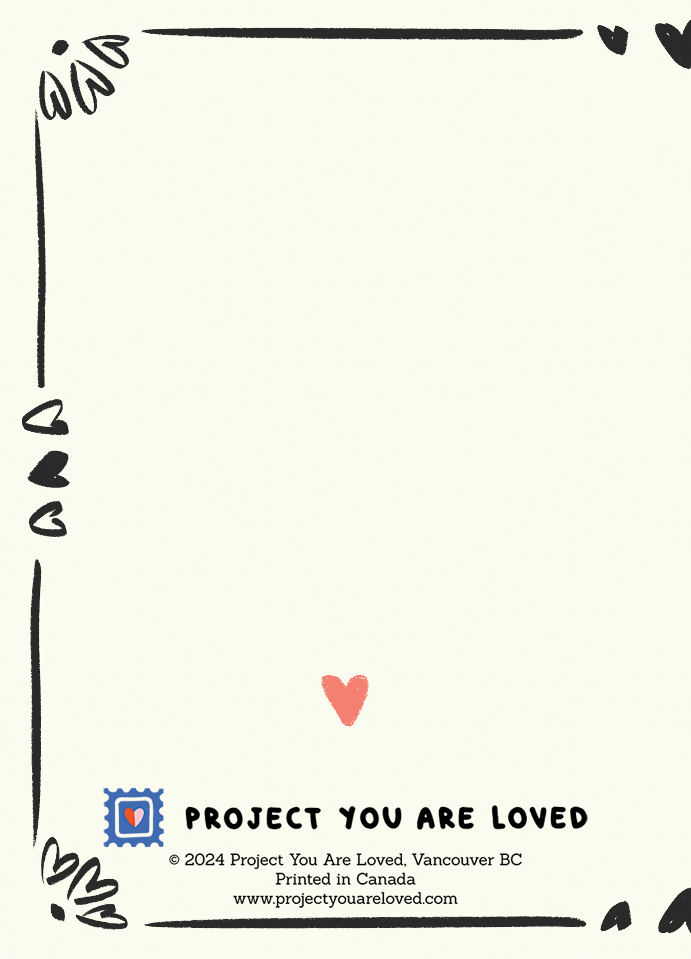 Detailed view of the greeting card's back, showcasing the design and textual elements for a complete understanding of the product