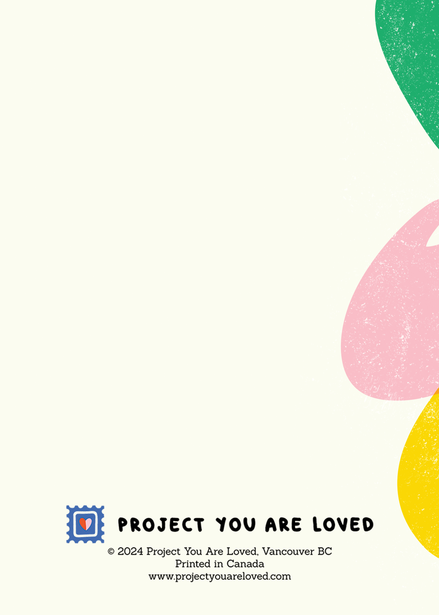 Detailed view of the greeting card's back, showcasing the design and textual elements for a complete understanding of the product.