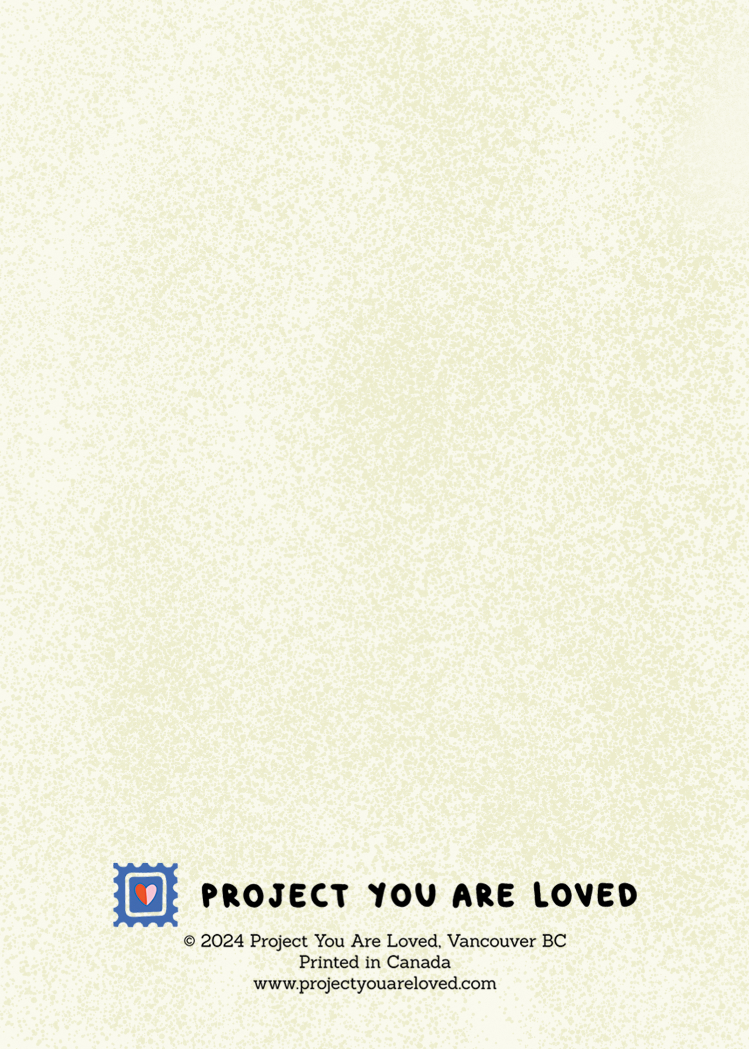 Detailed view of the greeting card's back, showcasing the design and textual elements for a complete understanding of the product.