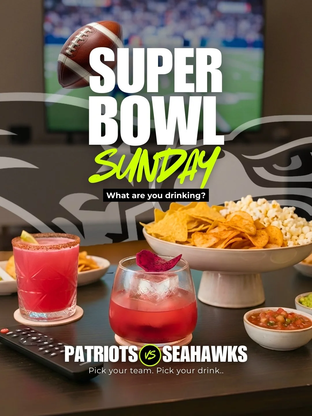 Super Bowl Sunday, but make it cocktails 🏈🍸

Patriots or Seahawks, what team are you riding with and what are you drinking? Tell us in the comments!