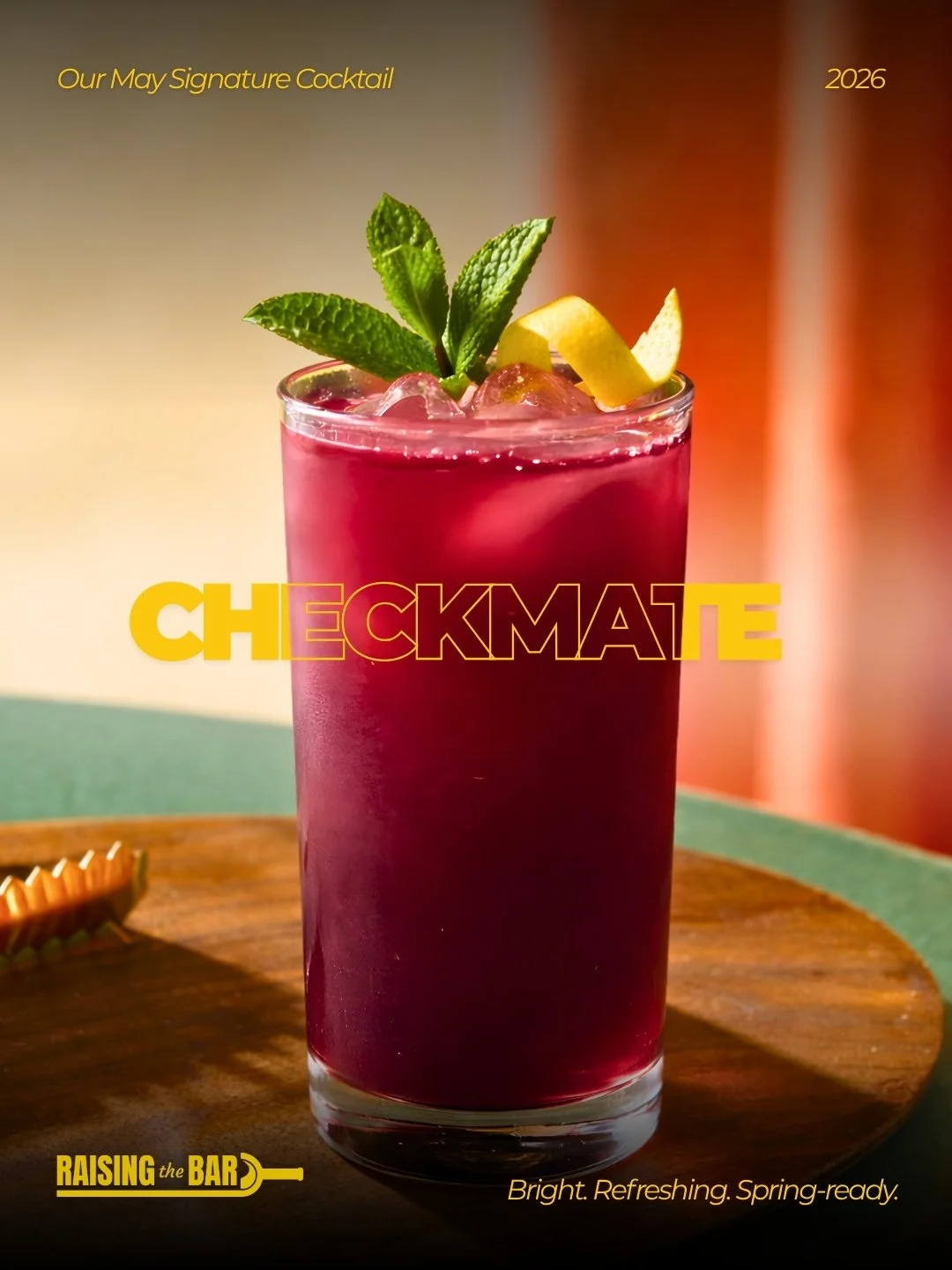 May&rsquo;s move? ♟️ Checkmate.

Bright, bold, and spring-ready: hibiscus-infused vodka, fresh mint, citrus, and a subtle ginger kick, all in one unforgettable sip.

Perfect for outdoor receptions, cocktail hours, and celebrations that deserve a stan