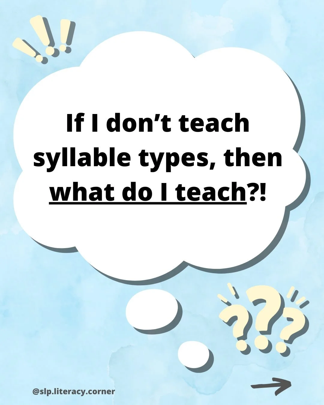 This is for anyone wondering what to teach if you&rsquo;re thinking about moving away from teaching syllable types&hellip; 

💡Short answer: organize lessons around sounds and connecting sounds to their spelling(s).

💡Long answer: Speech-to-Print (S