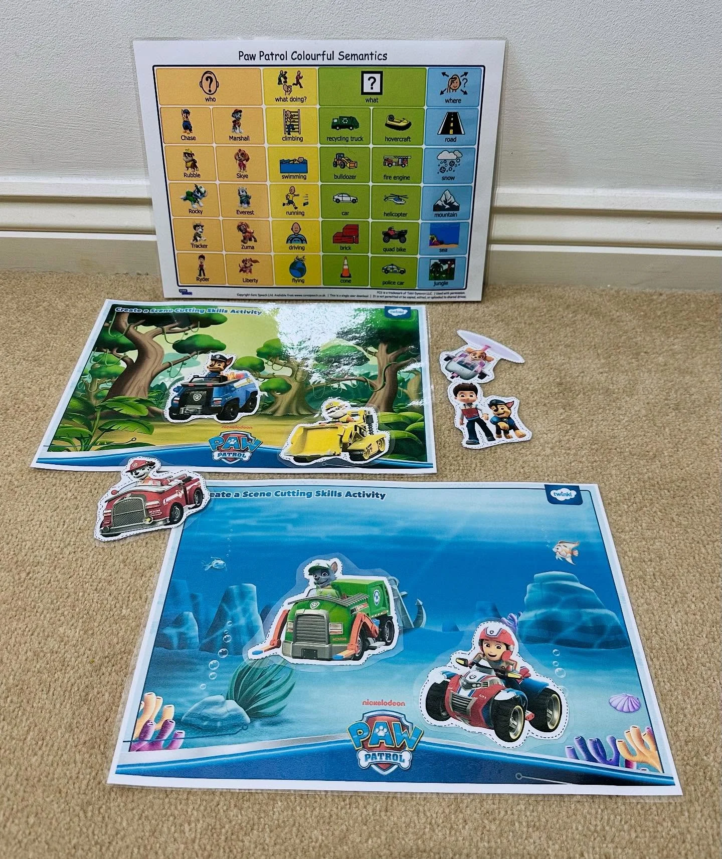 Did you know @twinklresources has a fantastic Paw Patrol section?! I didn&rsquo;t&hellip; but I do now! 

I found this Paw Patrol cutting skills activity which I&rsquo;ve turned into moveable visual scenes to work on:

🐶 Following directions 

🐶 De