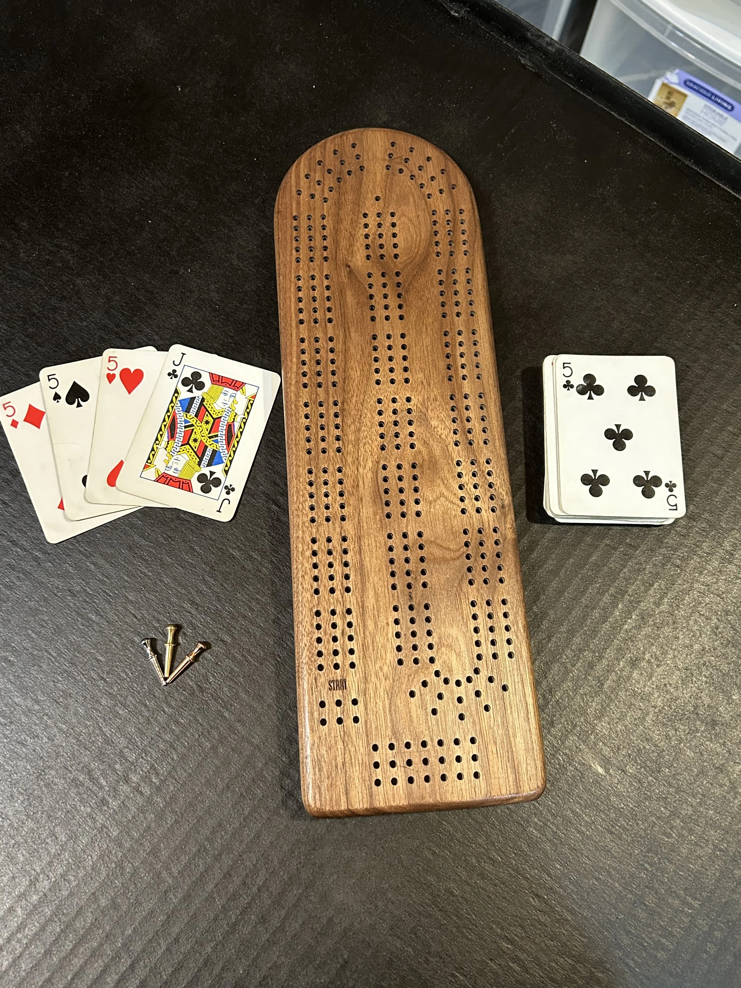 Walnut Cribbage Board with Match Counter