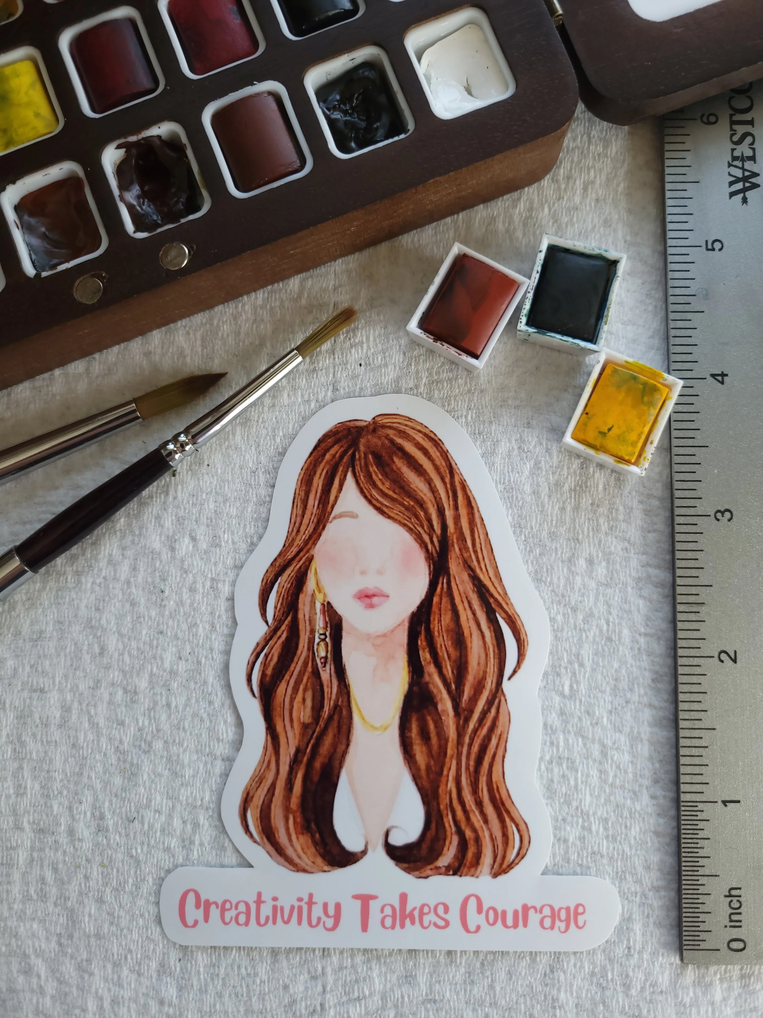 Creativity Takes Courage | Signature Watercolor Female Artist Logo Vinyl Sticker
