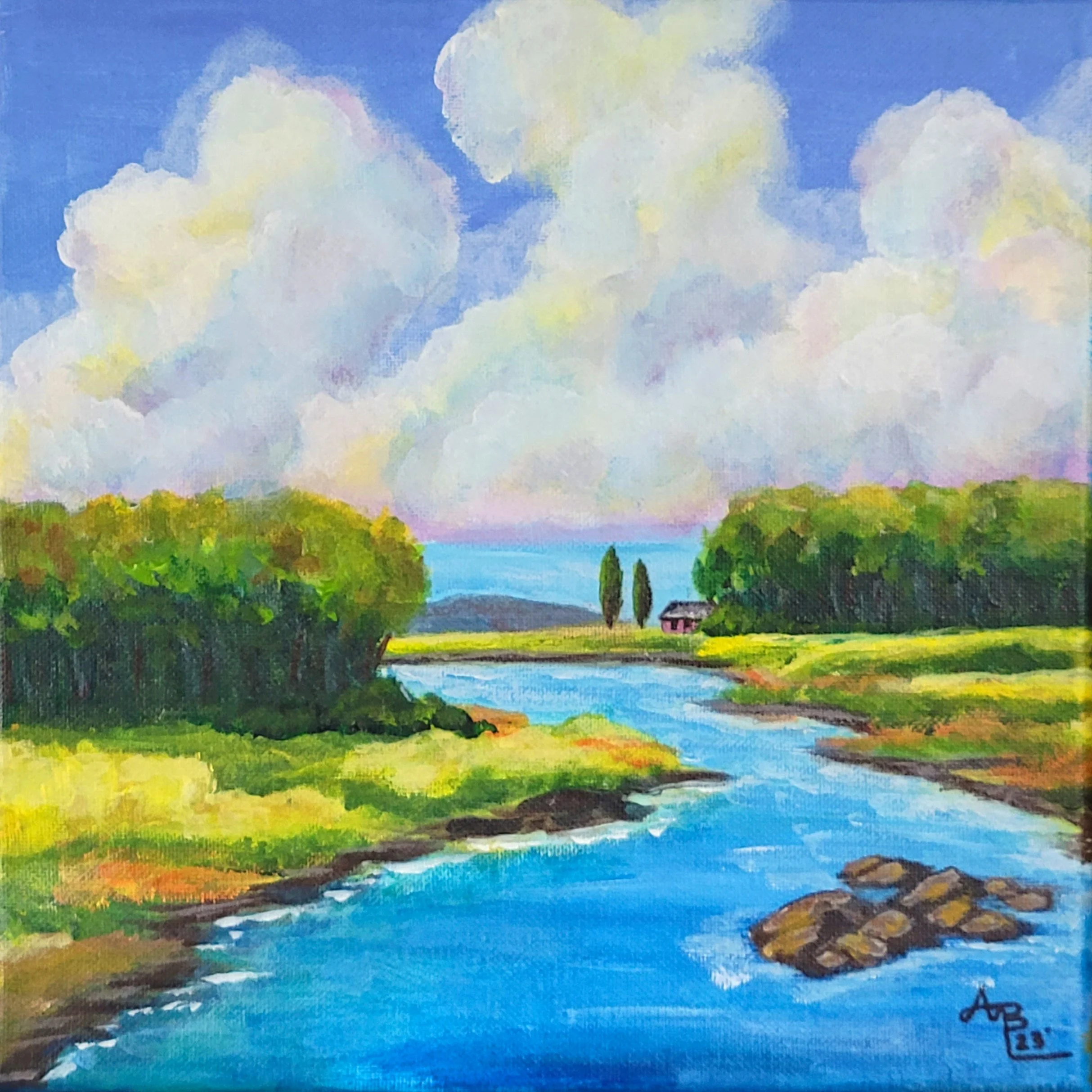 NFS | River Bend (Study) | 10 X 10 | Acrylic on Canvas | Amy Boardman