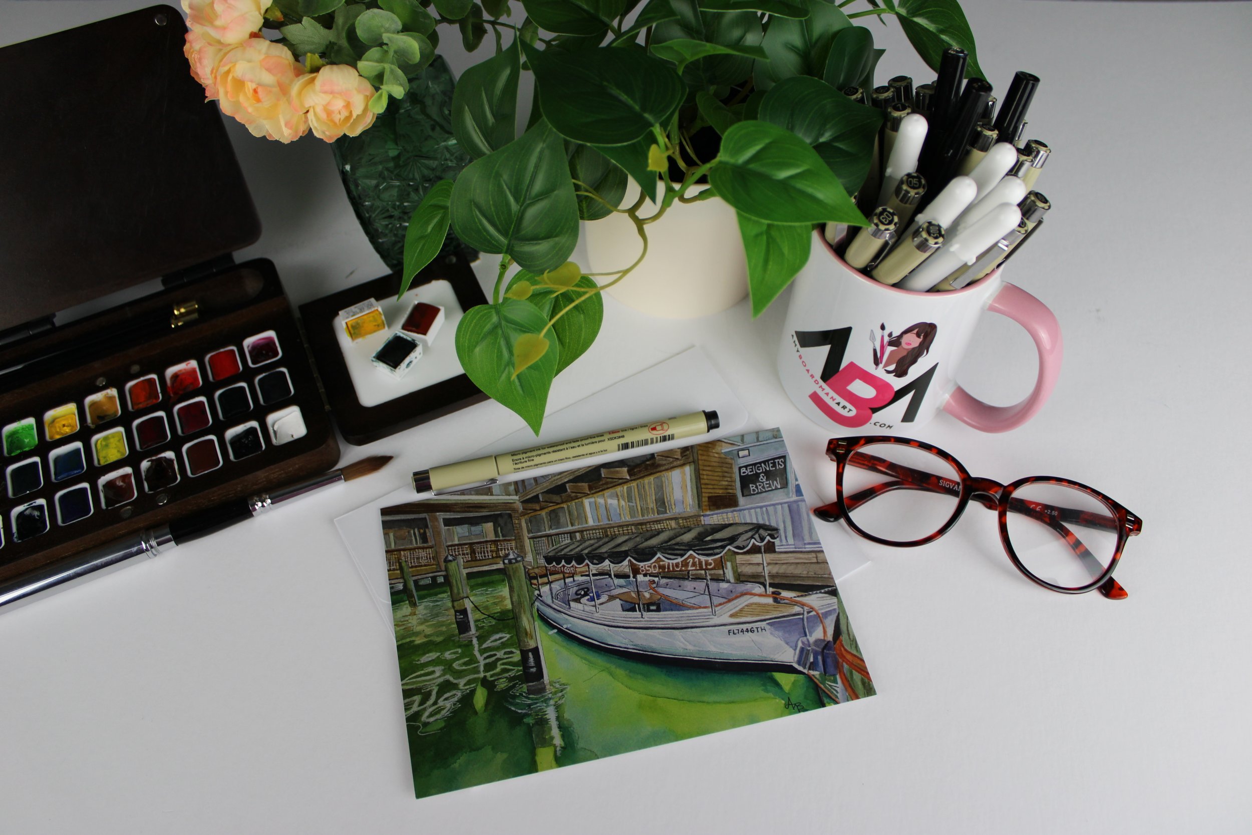 'Tides of Solitude' (Coastal Card) | Nautical Watercolor Greeting Card | 5x7 Blank Inside | Amy Boardman Art