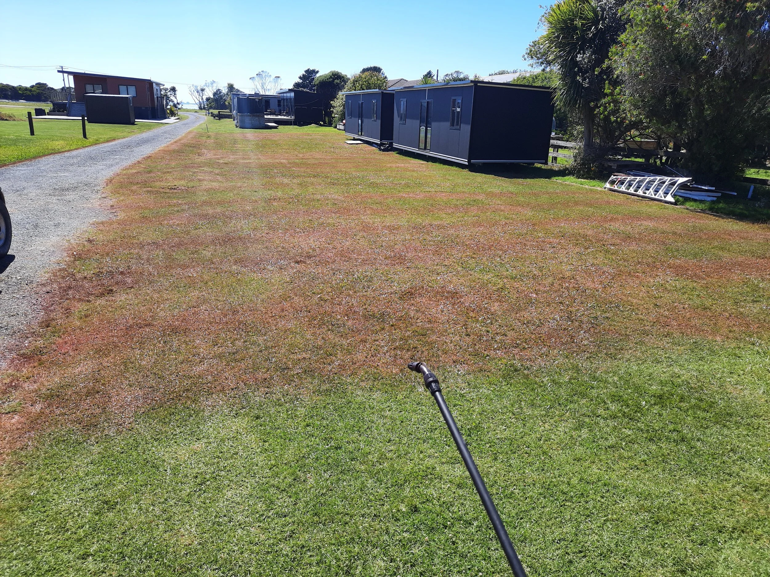 Lawn sprayed with agrichems