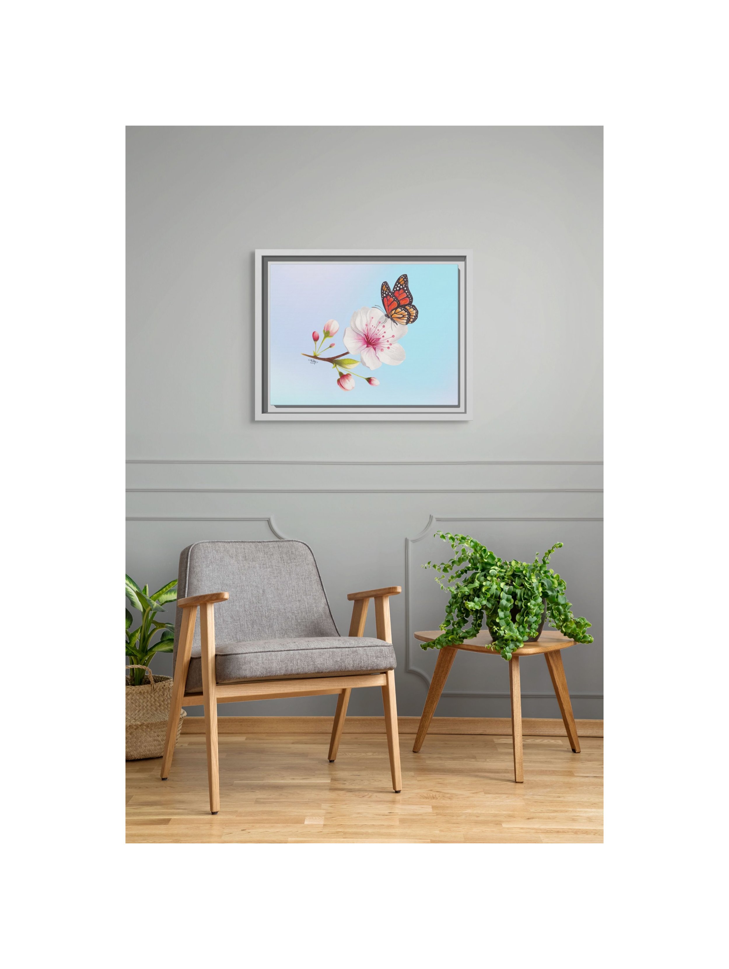 Whispers of Spring_Pastel Background_White Framed Canvas_staged.jpg
