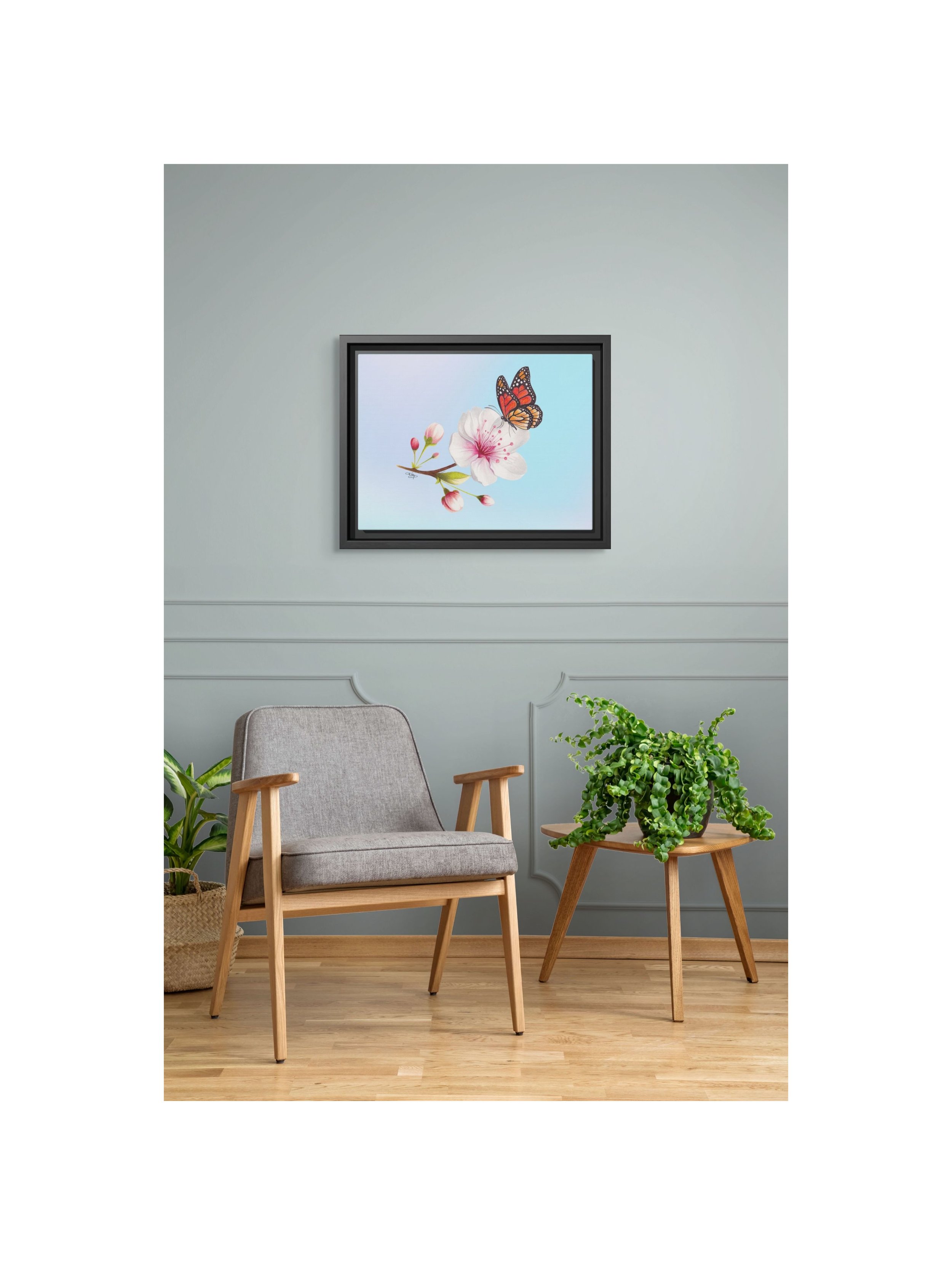 Whispers of Spring_Pastel Background_Black Framed Canvas_staged.jpg