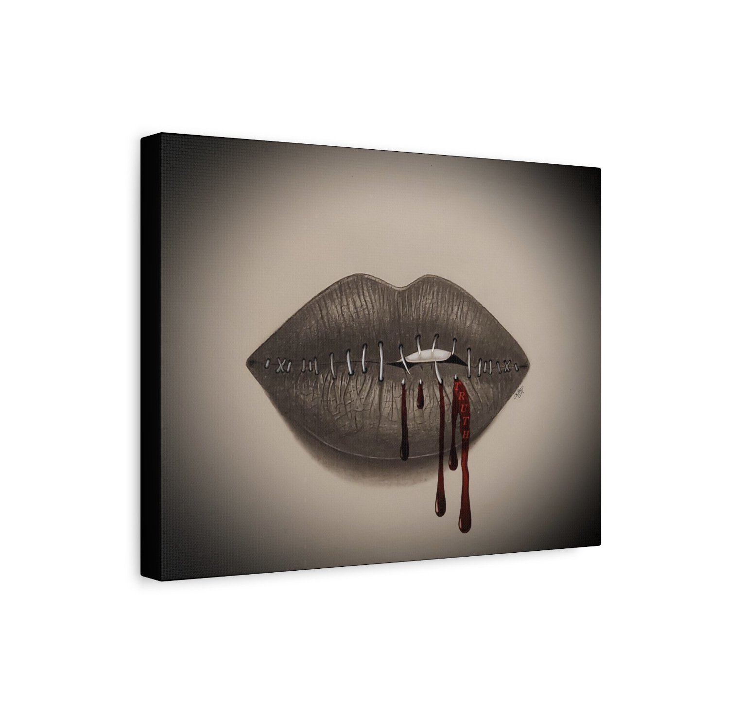BREAKING THE SILENCE (no text) - 1.25" Stretched Canvas Fine Art Print With a Powerful Message to Overcome Your Fear of Consequences and Speak Your Truth. Original Art Done in Pencil and Digital Art.