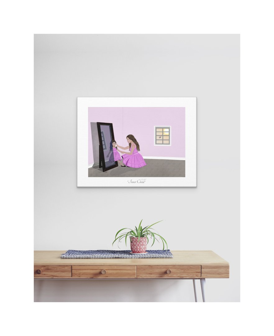 INNER CHILD - Canvas Fine Art Print About the Inner Child Healing Process. Original Drawing Created with Pencil and Digital Art.