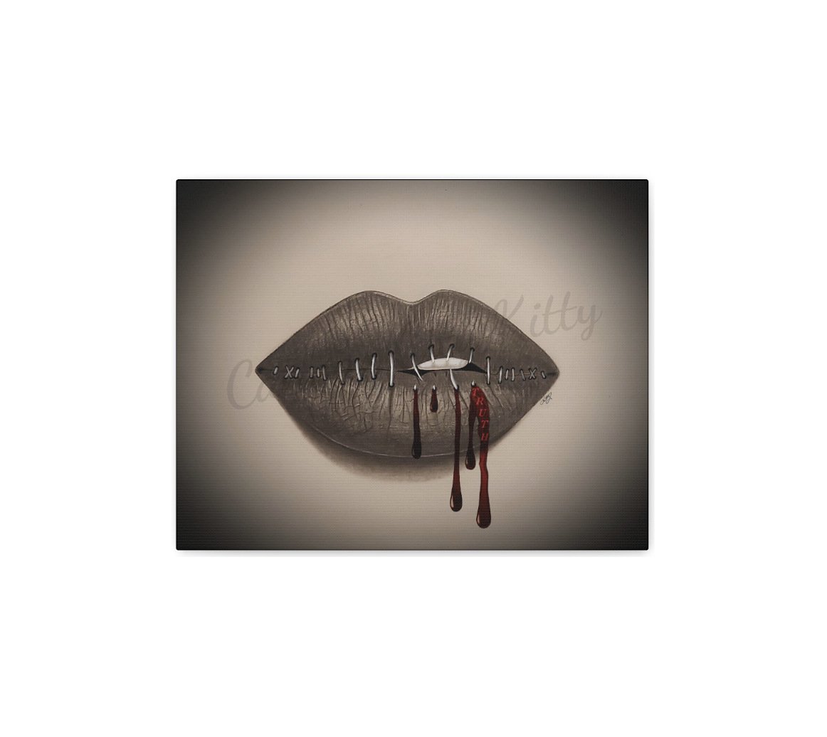 BREAKING THE SILENCE (no text) - Canvas Fine Art Print With a Powerful Message to Overcome Your Fear of Consequences and Speak Your Truth. Original Art - Pencil and Digital Art..
