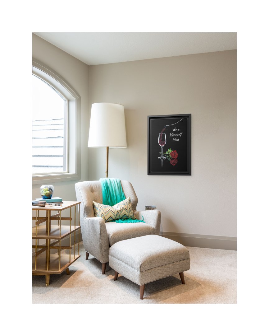 Love Yourself First_Text_Framed Canvas Print_Staged.jpg