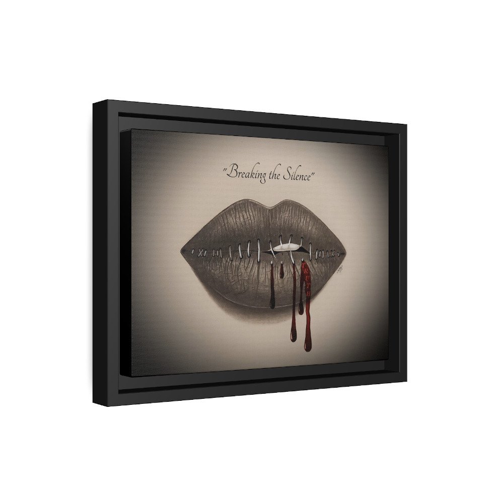 Breaking the Silence_Text_Framed Canvas Print_Sideview.jpg