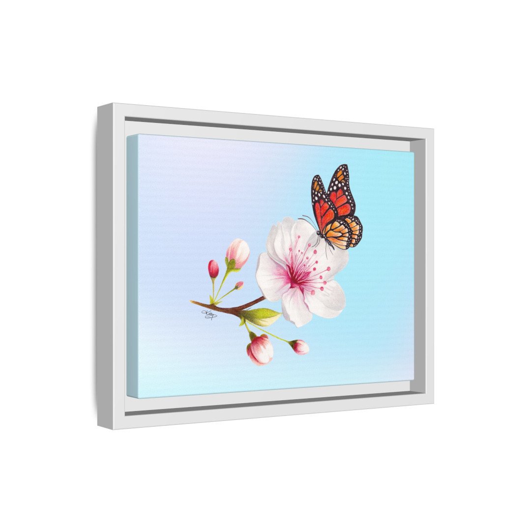 Whispers of Spring_Pastel Aesthetic Background_White Framed Canvas Print_side view.jpg
