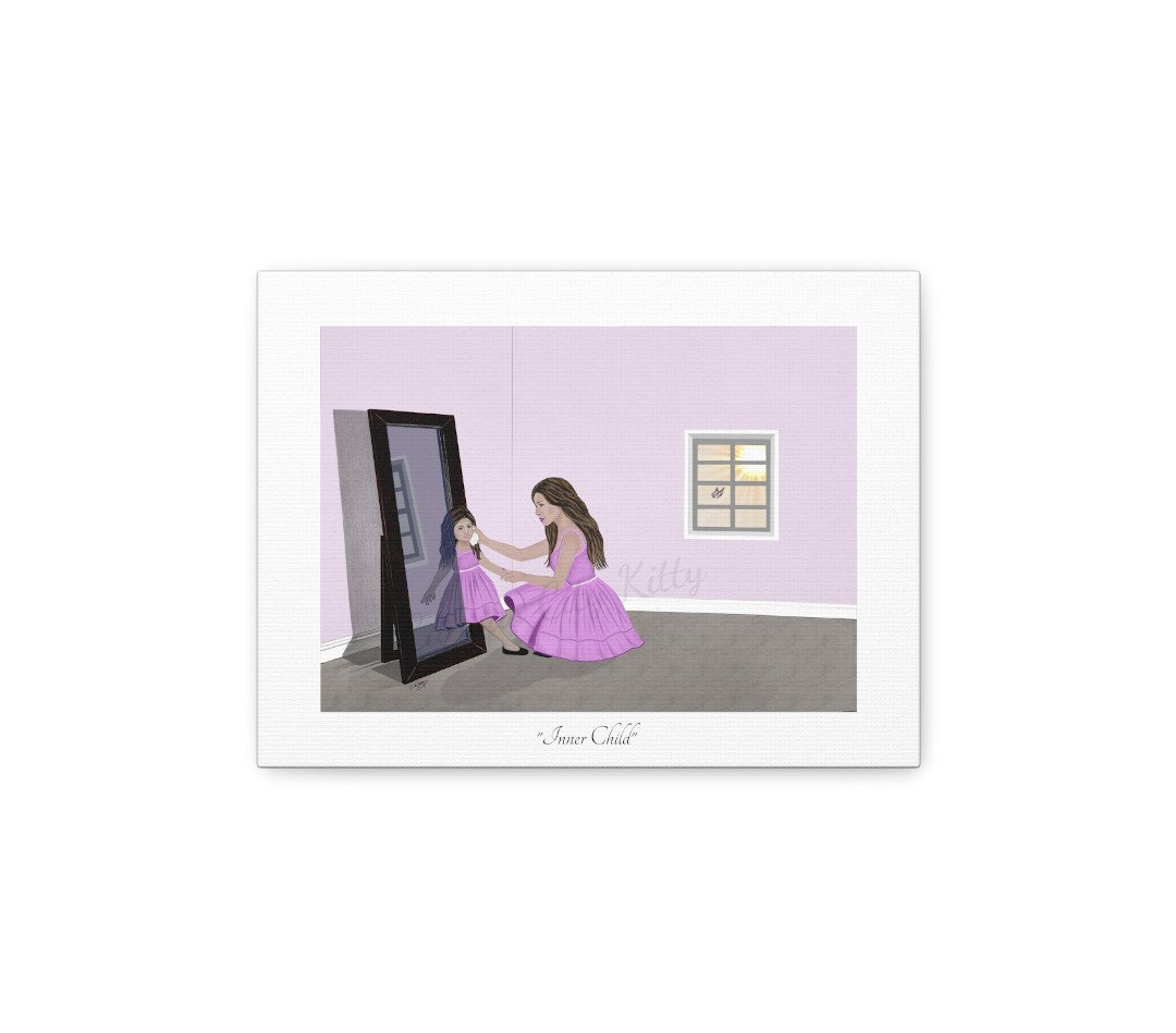 INNER CHILD - 1.25" Canvas Fine Art Print of an Original Healing Art Piece About the Inner Child Healing Process. Original Drawing Done in Pencil and Digital Art.