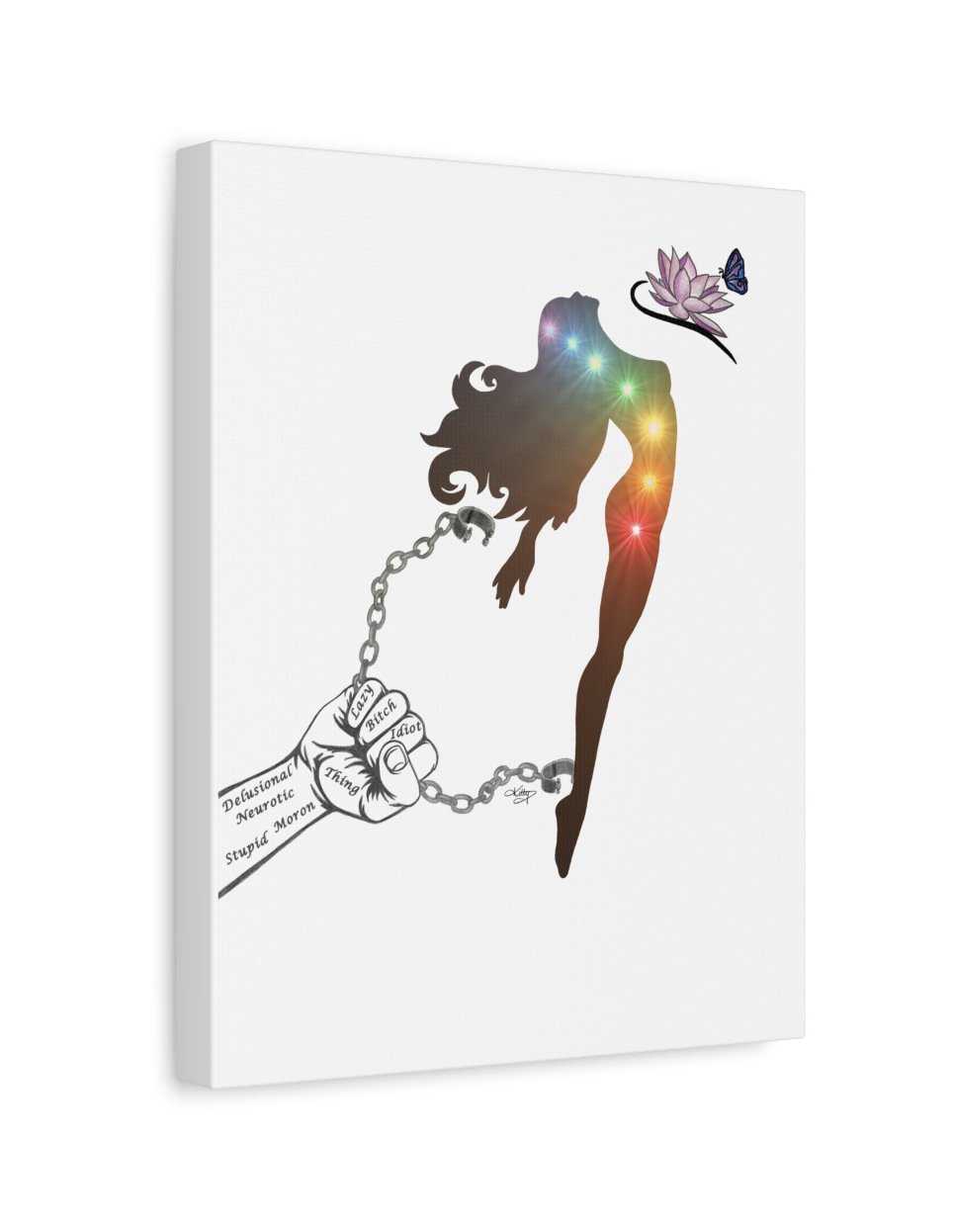THE AWAKENING - 1.25" Stretched Canvas Art Print of a Woman Breaking Free From Toxicity and Awakening to Her True Self. Original Artwork Done in Pencil and Digital Art.