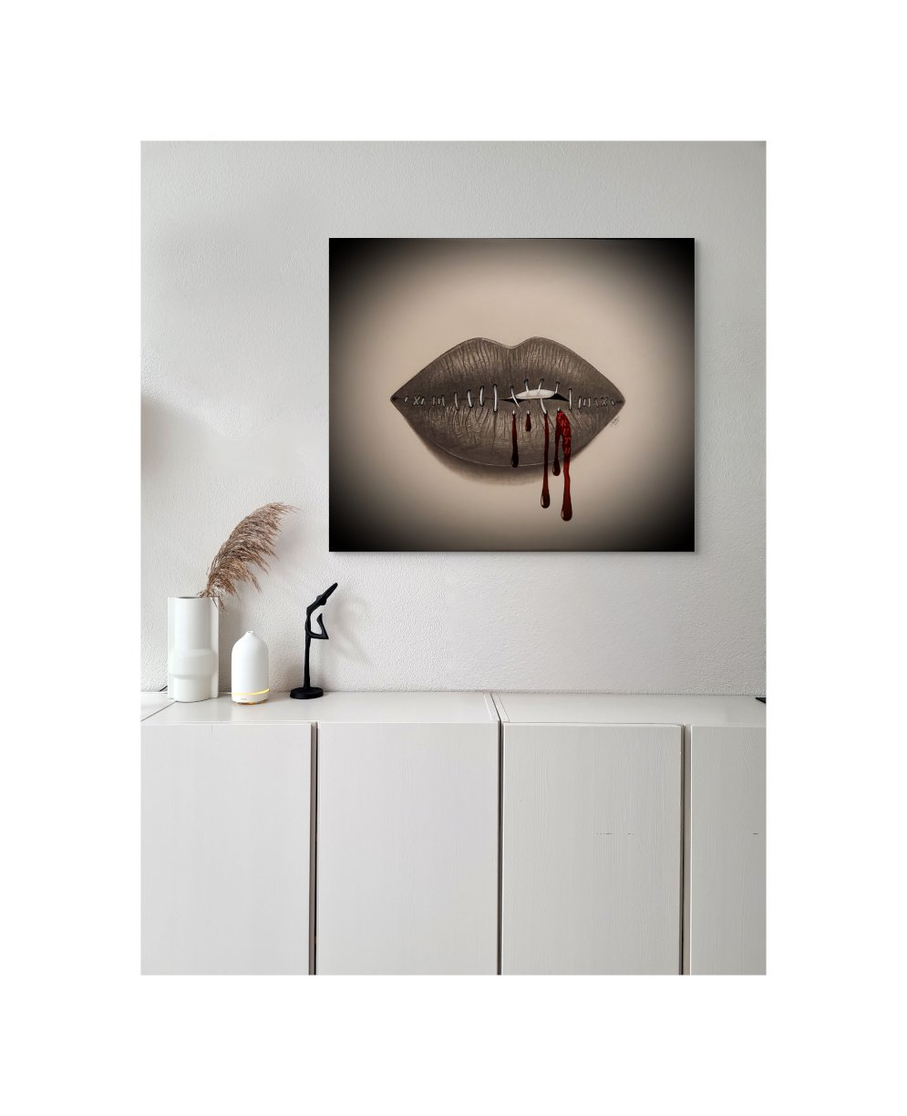 BREAKING THE SILENCE (no text) - 1.25" Canvas Fine Art Print With a Powerful Message to Take Back Your Power and Speak Your Truth. Healing Art Done in Pencil and Digital Art.