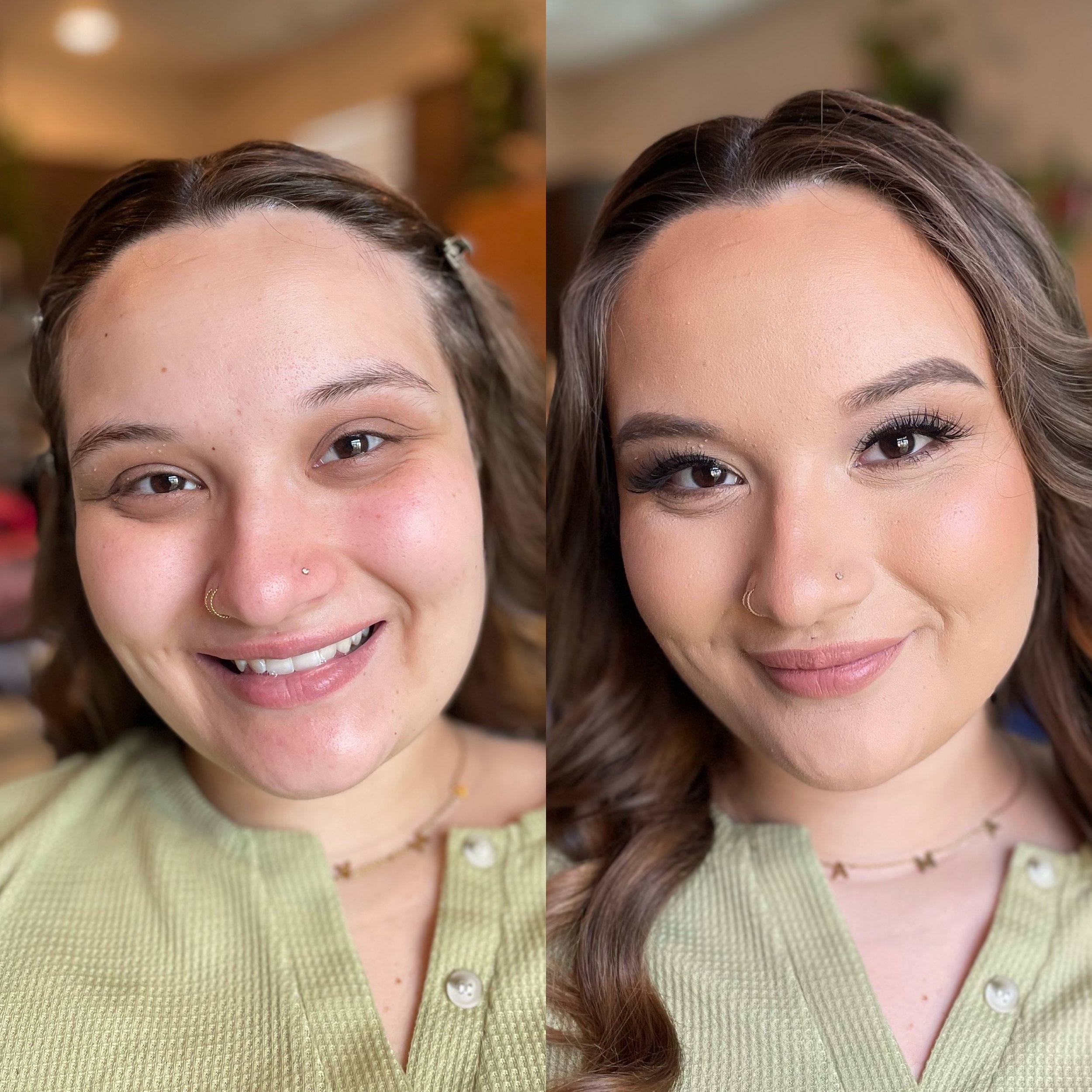 Maternity photo glam before &amp; after on this beautiful mama to be🤎✨ 

Cocktailed two of my favs ➡️ @charlottetilbury Airbrush Flawless Foundation &amp; @diorbeauty Face &amp; Body for the most perfect buttery complexion. 

+ the new @rarebeauty S
