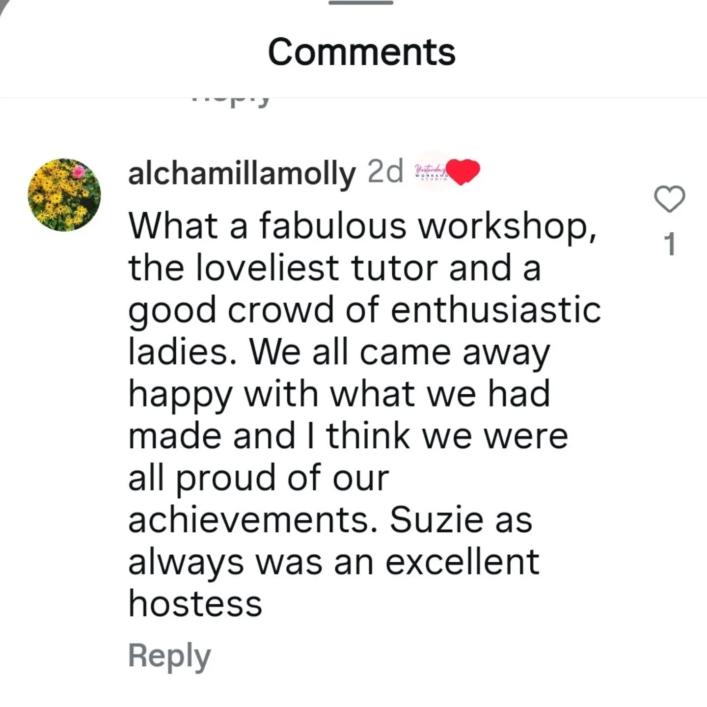 What lovely feedback from the workshop on sunday organised by Suzie @yesterdaze.vintage.  Lovely people and fabulous creativity