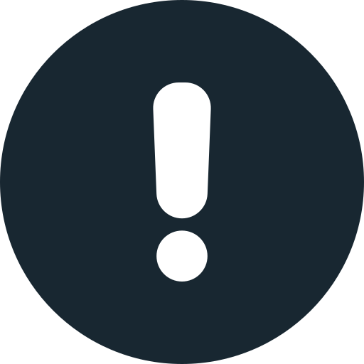Silhouette of a warning or caution icon with an exclamation mark inside a dark circle.