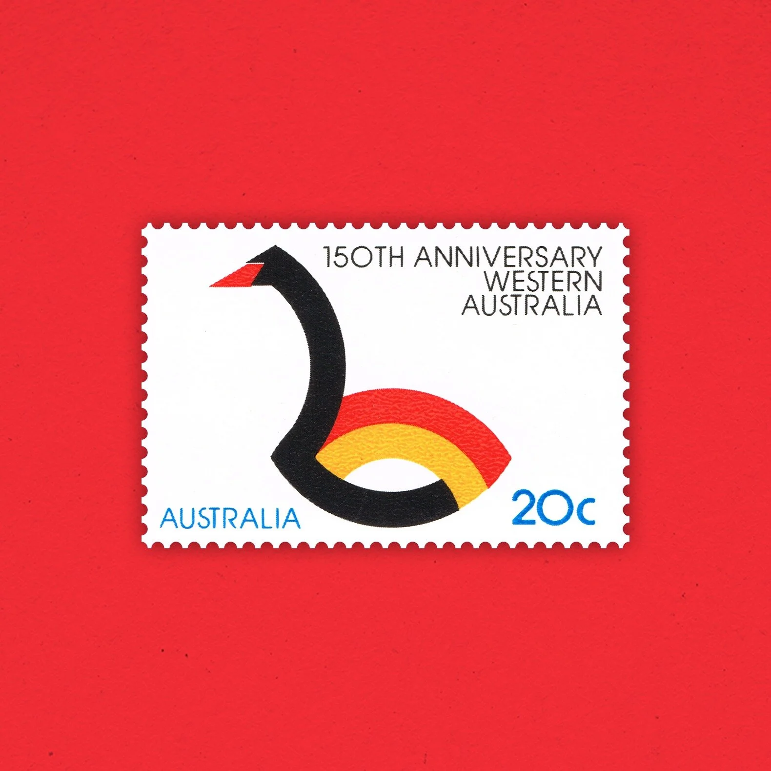 1979 150th Anniversary of Western Australia

The state of Western Australia was founded in 1829 by Captain James Stirling. This stamp commemorating this event embodies the State&rsquo;s official anniversary symbol adapted from the state&rsquo;s natio