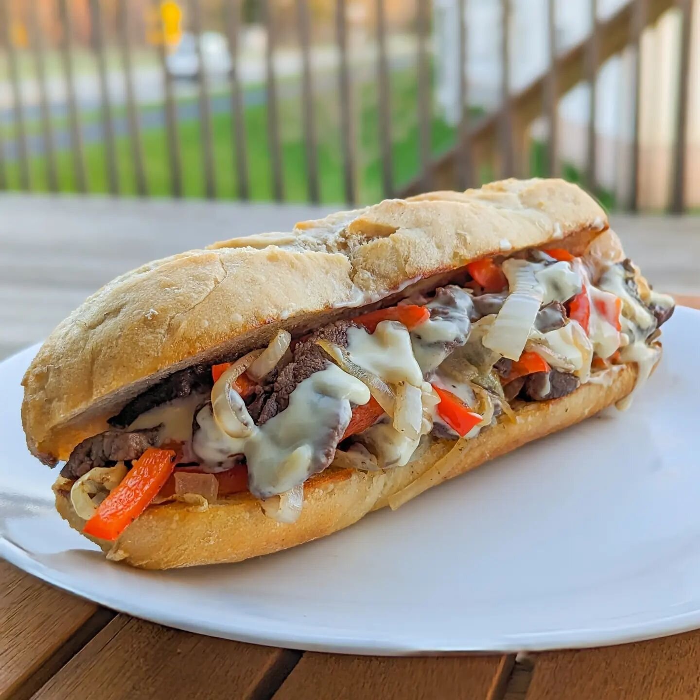 And this is why I enjoy late sunsets, perfect lighting for my food photography 🤌 made philly cheesesteaks