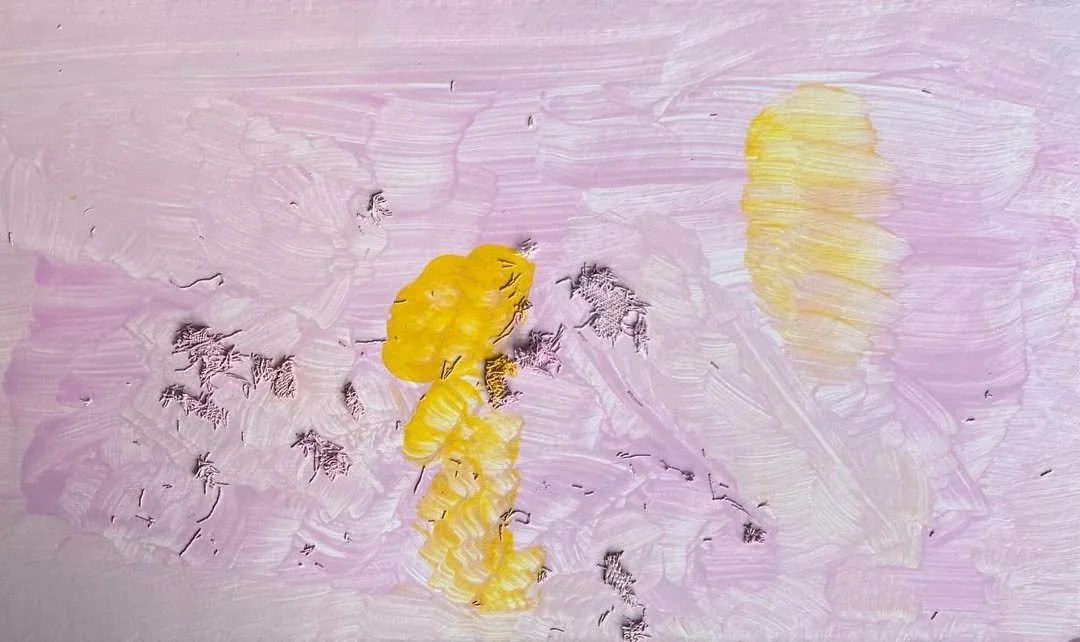 i don't believe you (2023) House paint, poster paint, dust sheet, placenta essence on wood