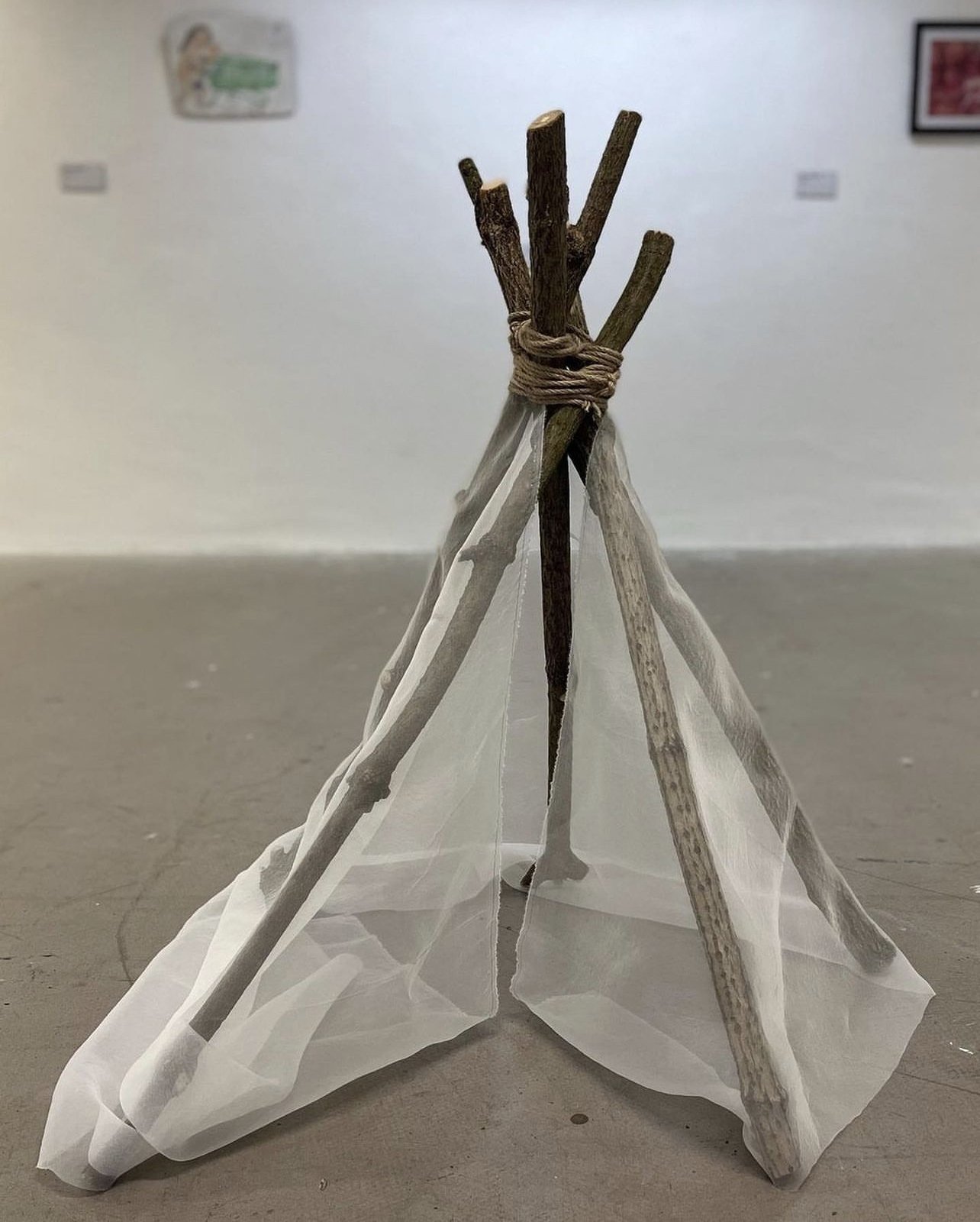 i become you (2022) Elder wood, silk, rope sculptural installation