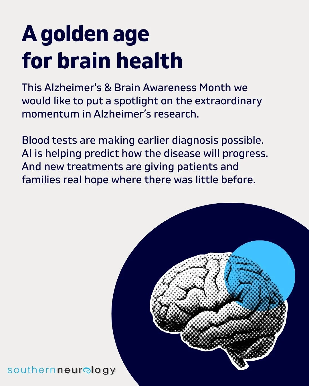 We're witnessing a remarkable turning point. Blood tests are making earlier diagnosis possible. AI is helping predict how the disease will progress. And new treatments are giving patients and families real hope where there was little before. 

This i