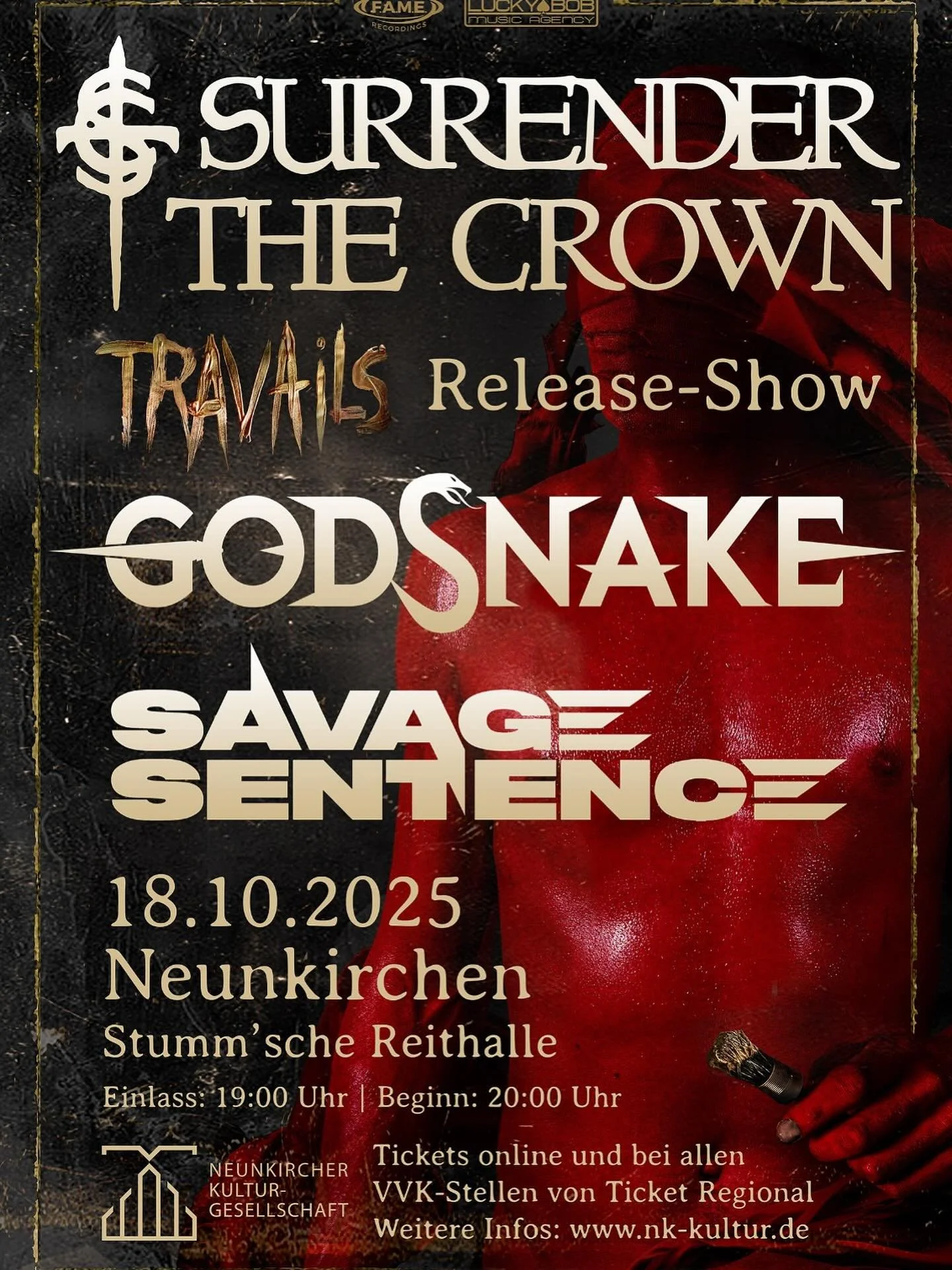 Die Zeit rast! N&auml;chste Woche Samstag ist es endlich soweit: Wir spielen die offizielle Releaseshow zu TRAVAILS! @stummschereithalle 

Mit dabei sind zwei mega geile Bands: @godsnakemetal und @savagesentence_official 

Kommt vorbei und feiert mit