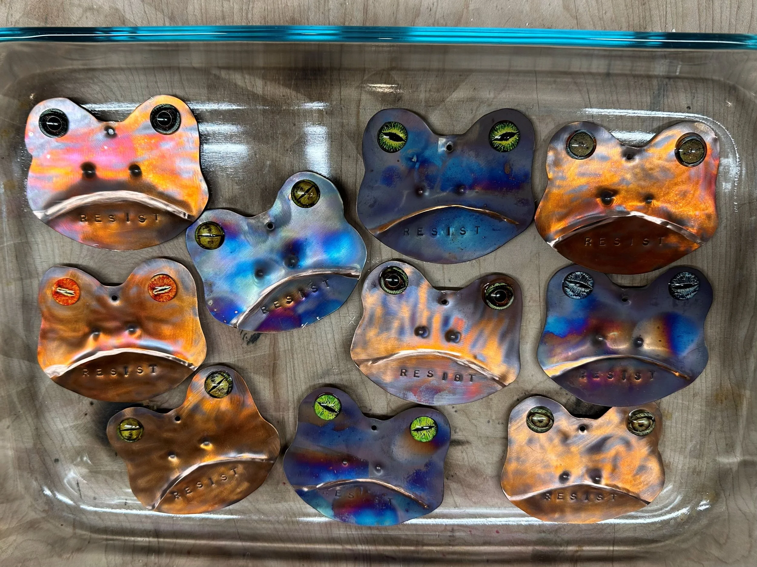 Resist Frog Ornaments