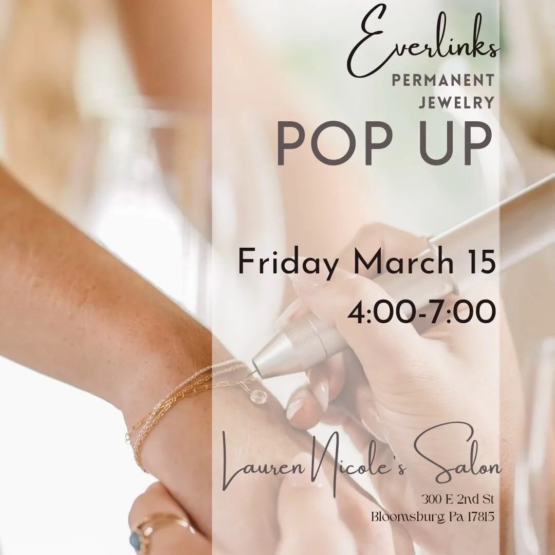 🗓️MARK YOUR CALENDAR 🗓️

✨ Many of you have asked when we'll be doing another permanent jewelry pop-up.... well here it is!✨

🎉 We're excited to announce that LNS will be hosting the wonderful @everlinksjewelry 🎉

⏰ Join us Friday March 15th from