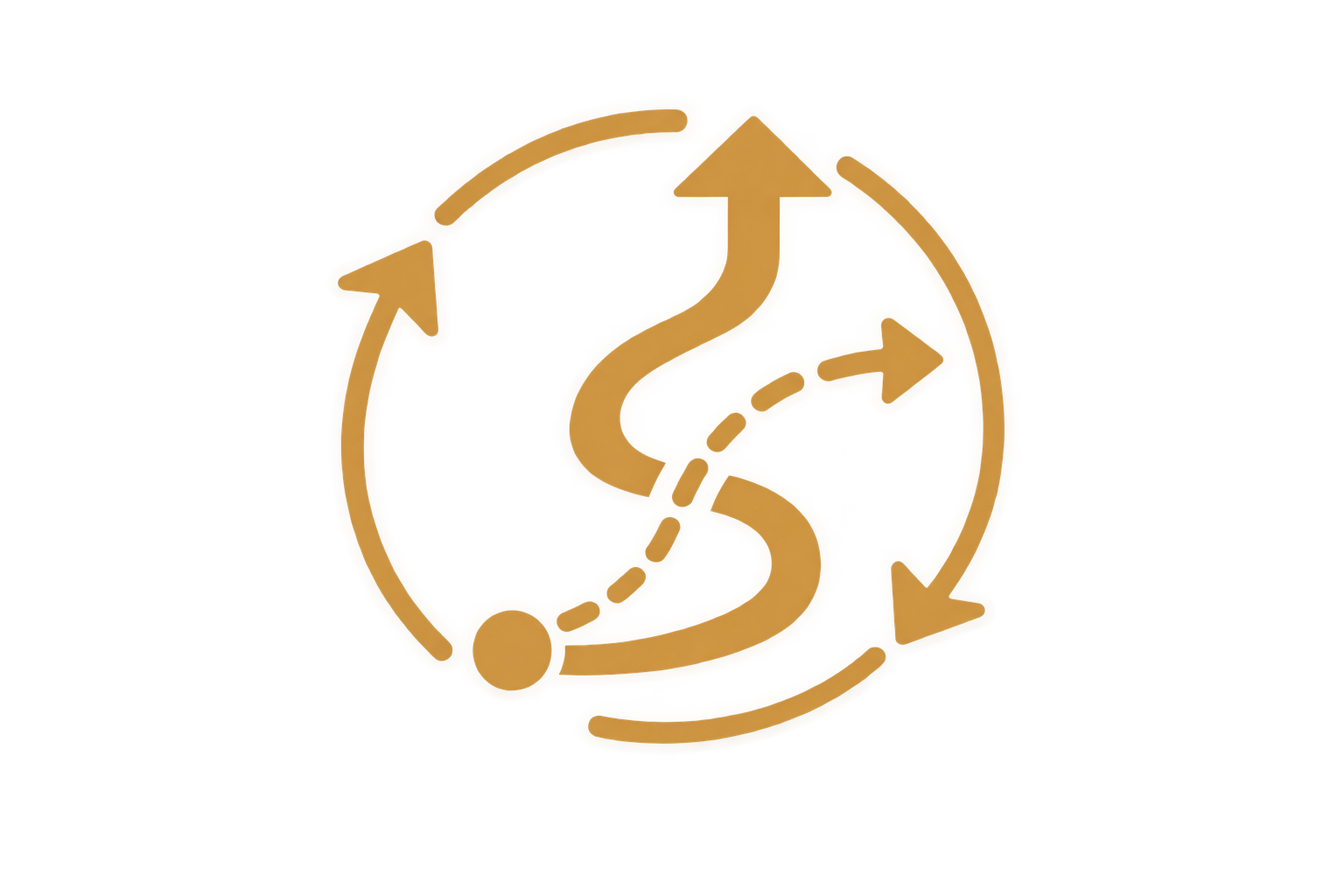 A circular icon with arrows and a dashed line indicating a cyclical or iterative process, with a central dollar sign.