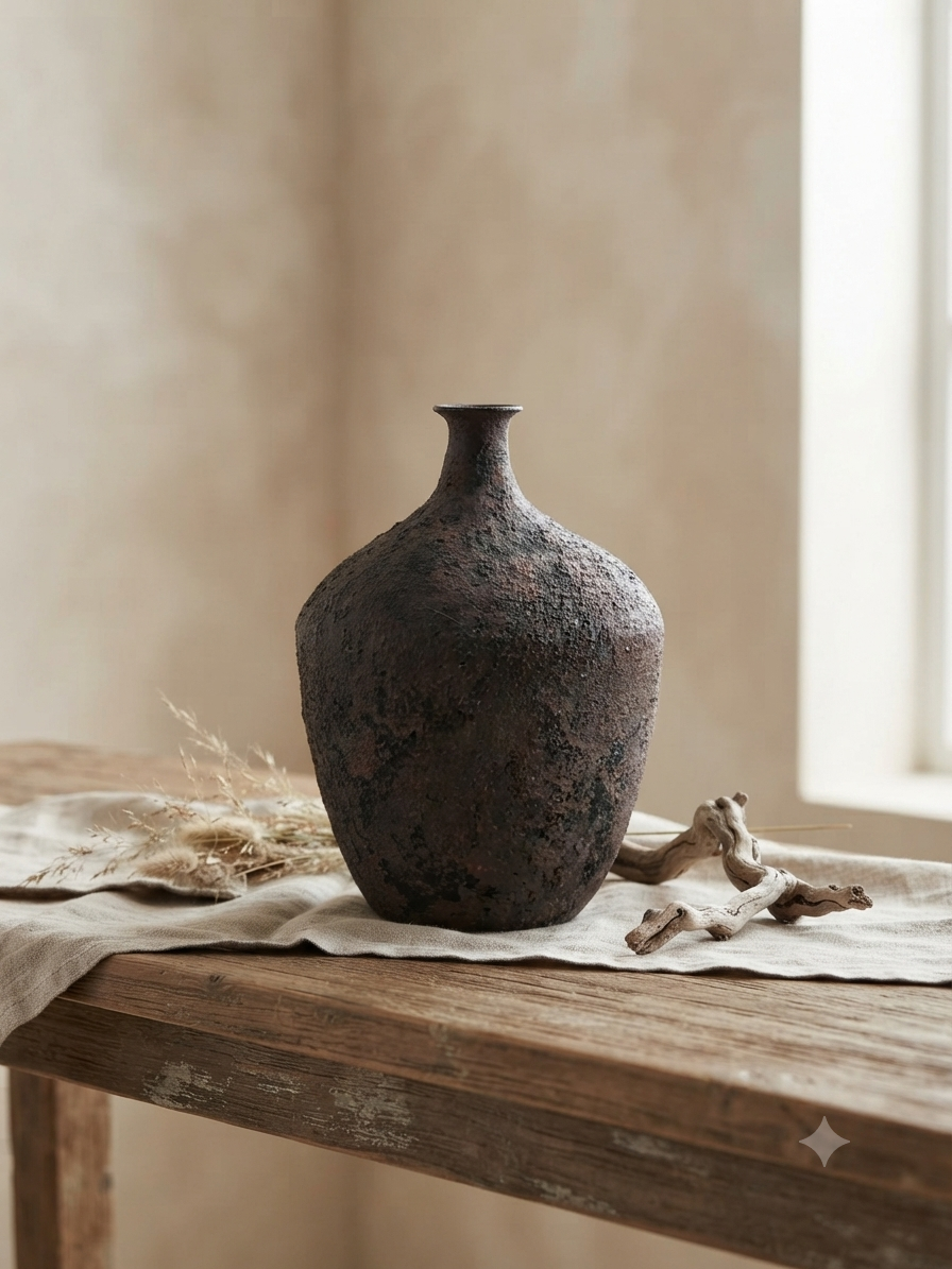 Myriame Sarah Weiner | Desert Hill | A hand thrown stoneware vase featuring a distinctive built up texture created using layers of slip and dyes, evoking the raw beauty of arid landscapes.