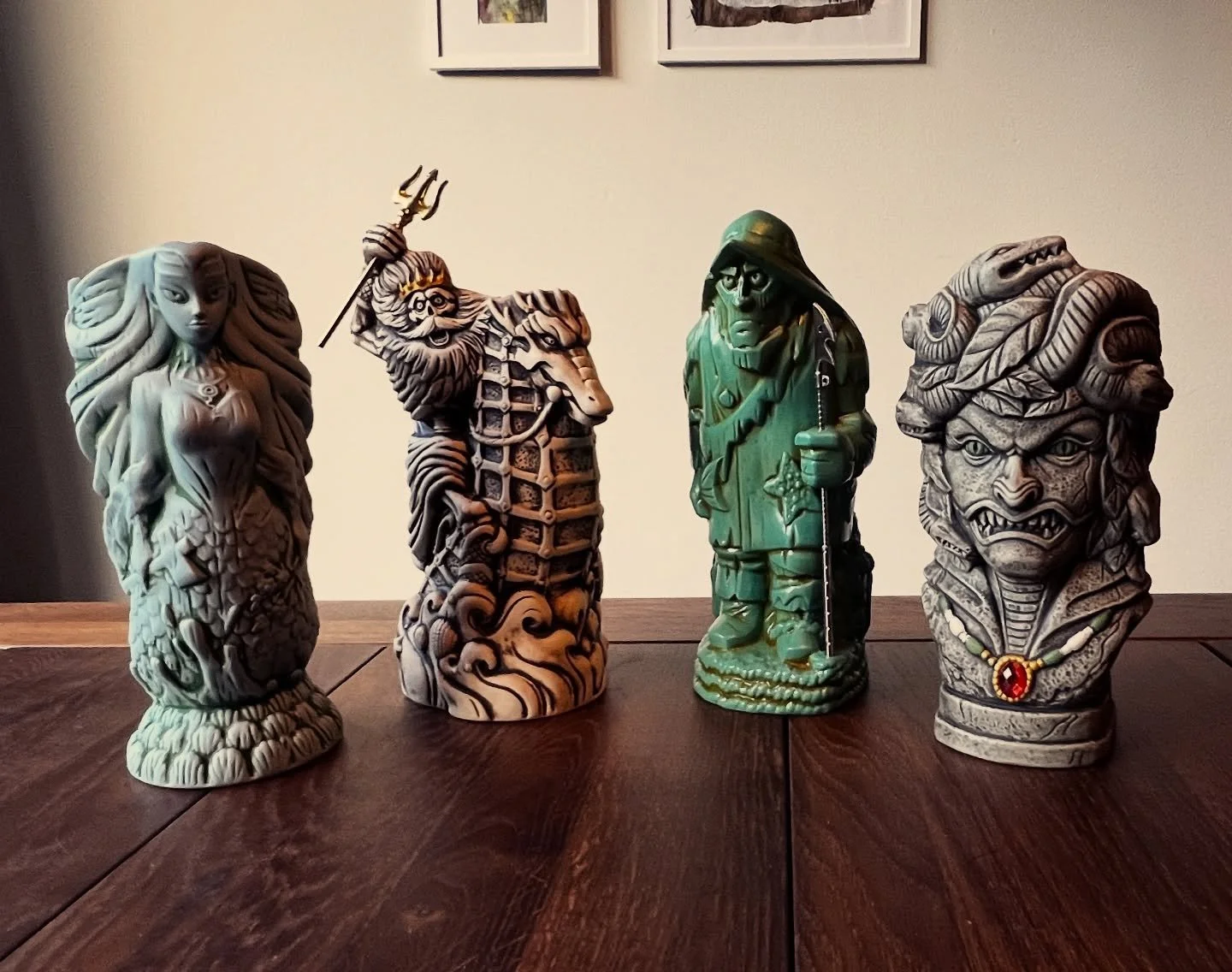 Two ships, two Haunted Mansion Parlours,several drinks,  a stupid amount of 💵, and four 1st edition Tiki Mugs. So happy to add the two new mugs from the #disneydestiny to the collection. Which one is your favourite? #tikimugs #hauntedmansion #disney