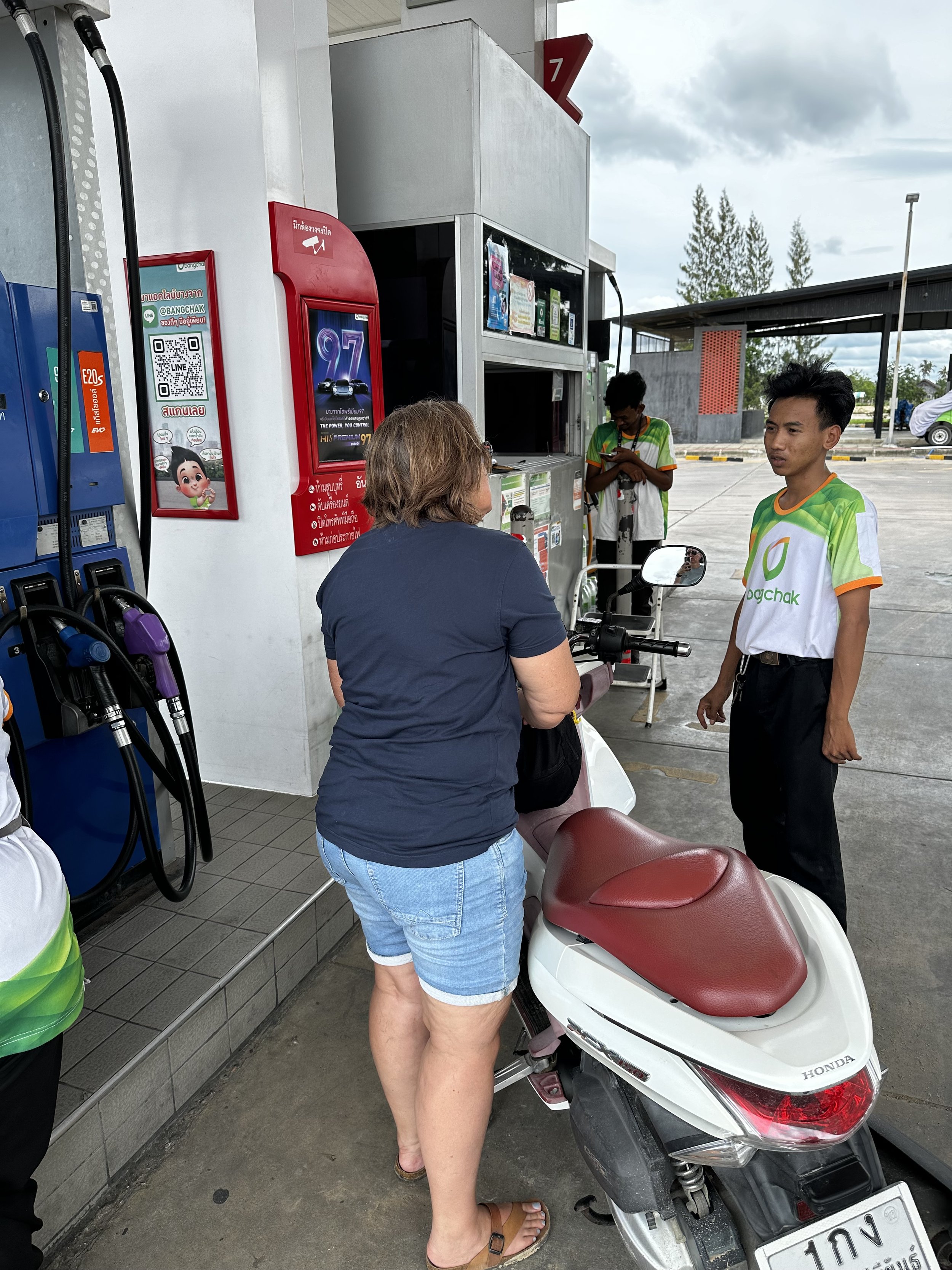 Filling up the tank. 