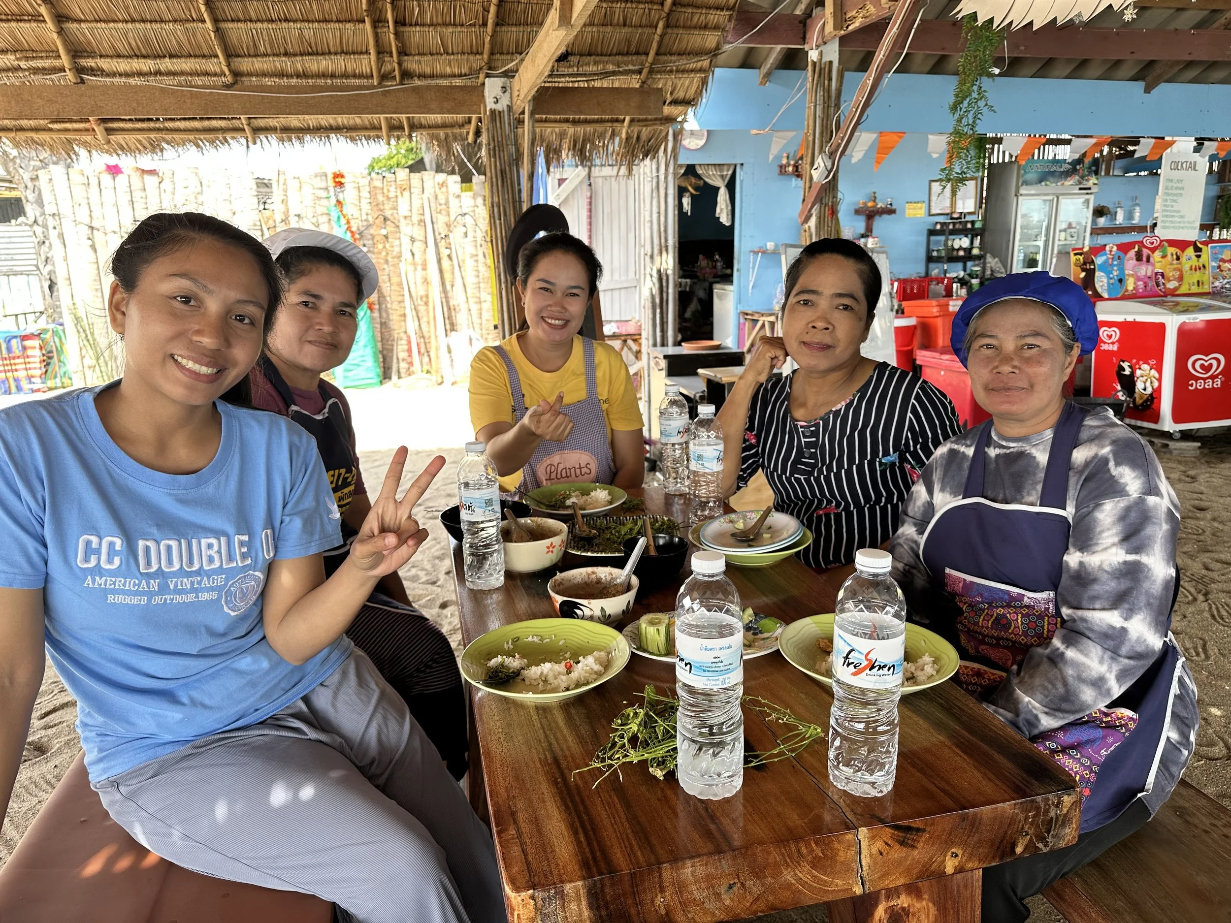 Kai's restaurant staff, serving all day. 