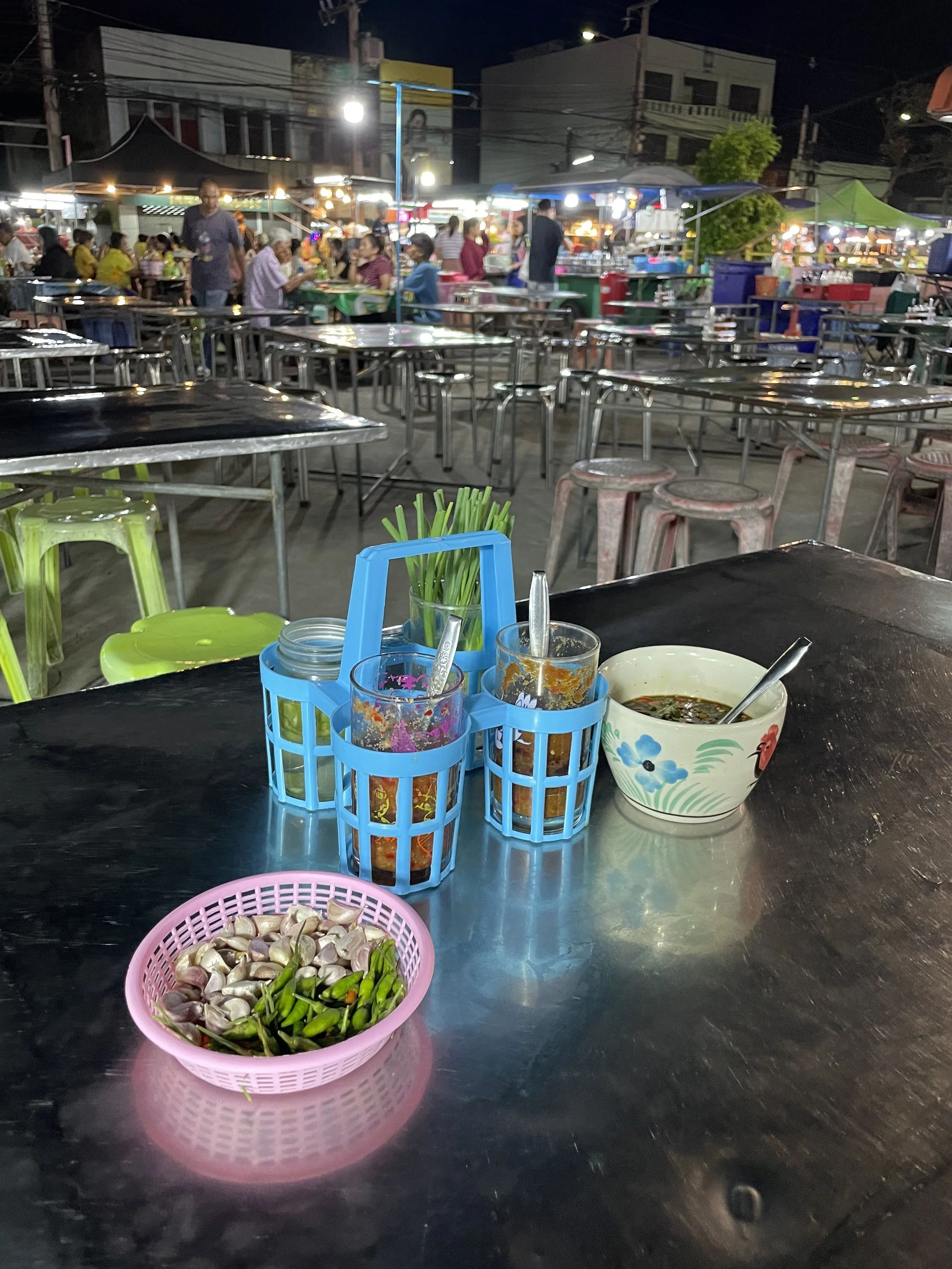 Prachuap town night market. With thai language menu only. 