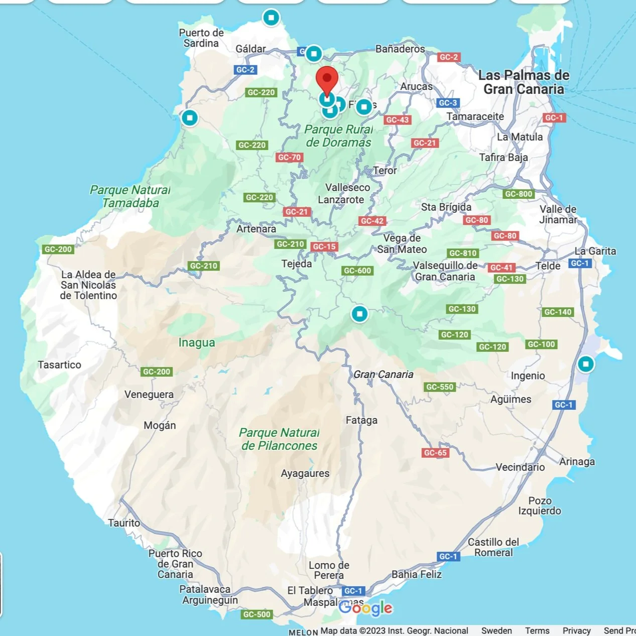 Map of Gran Canaria Island, Spain.