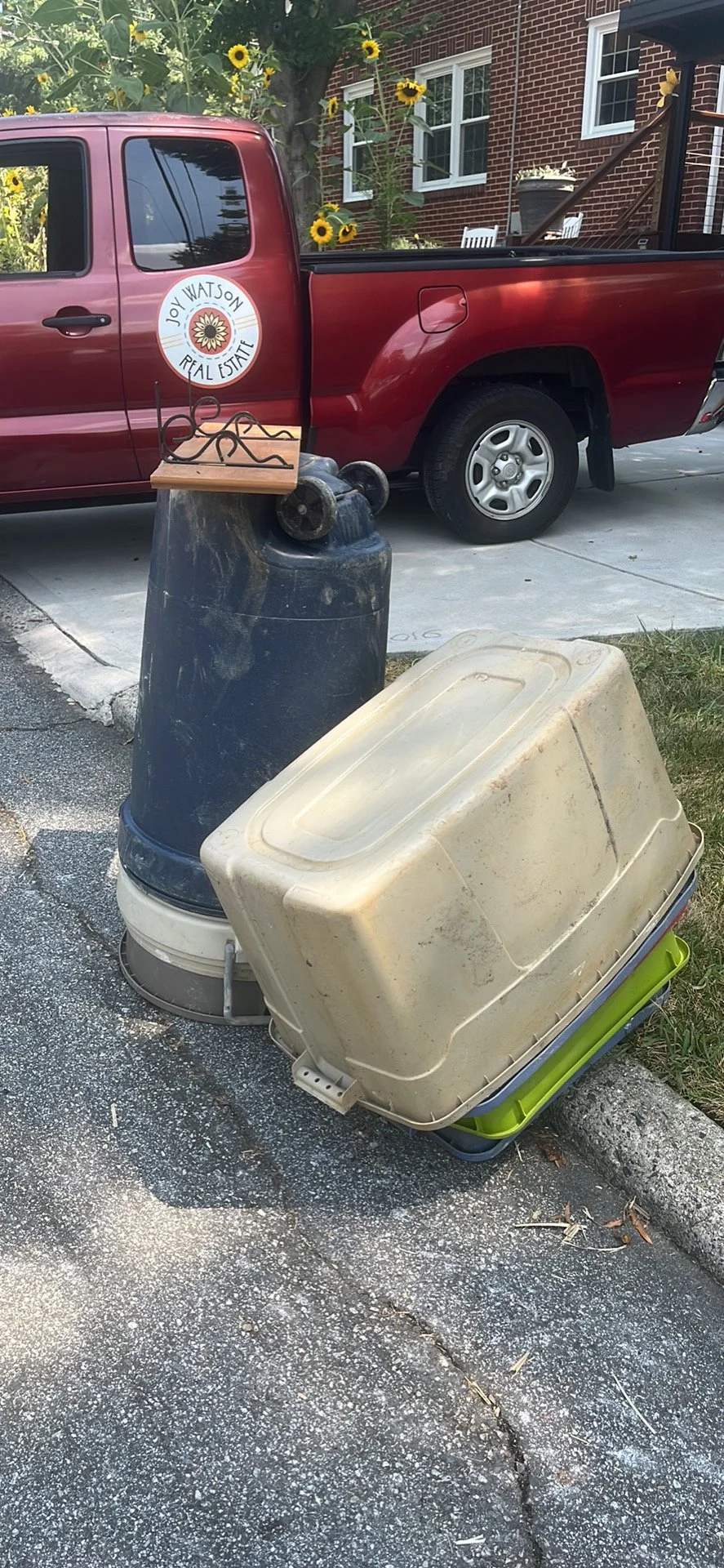  Multiple containers and cans we posted on Facebook Market Place for free. We ended up keeping the can and have filled them about 50 times since this photo was taken.  