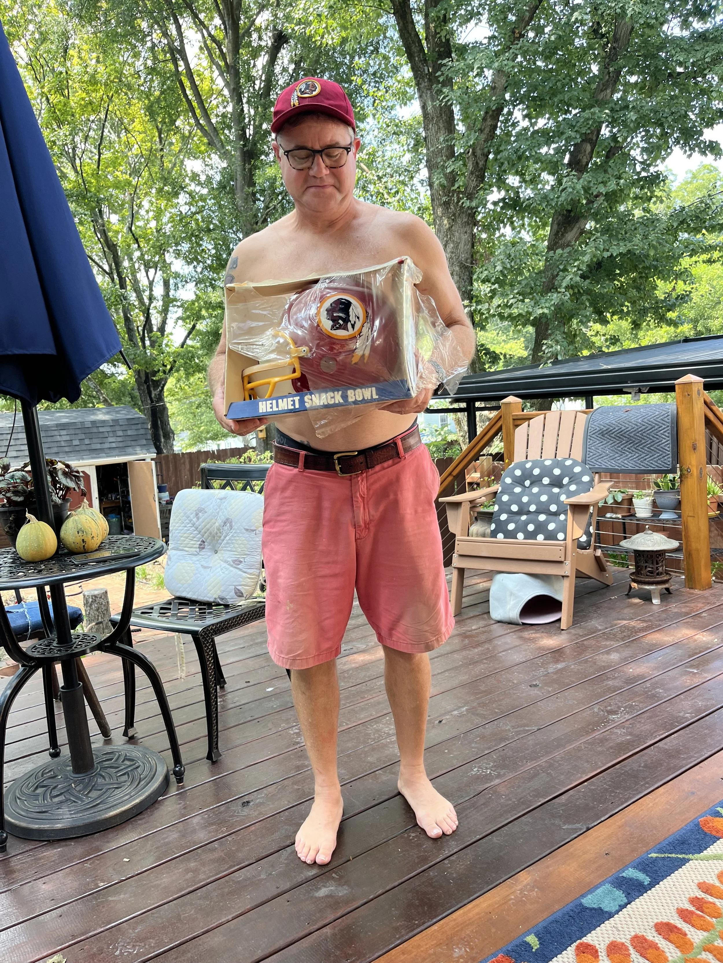 Eric found this chip and dip set in the attic 