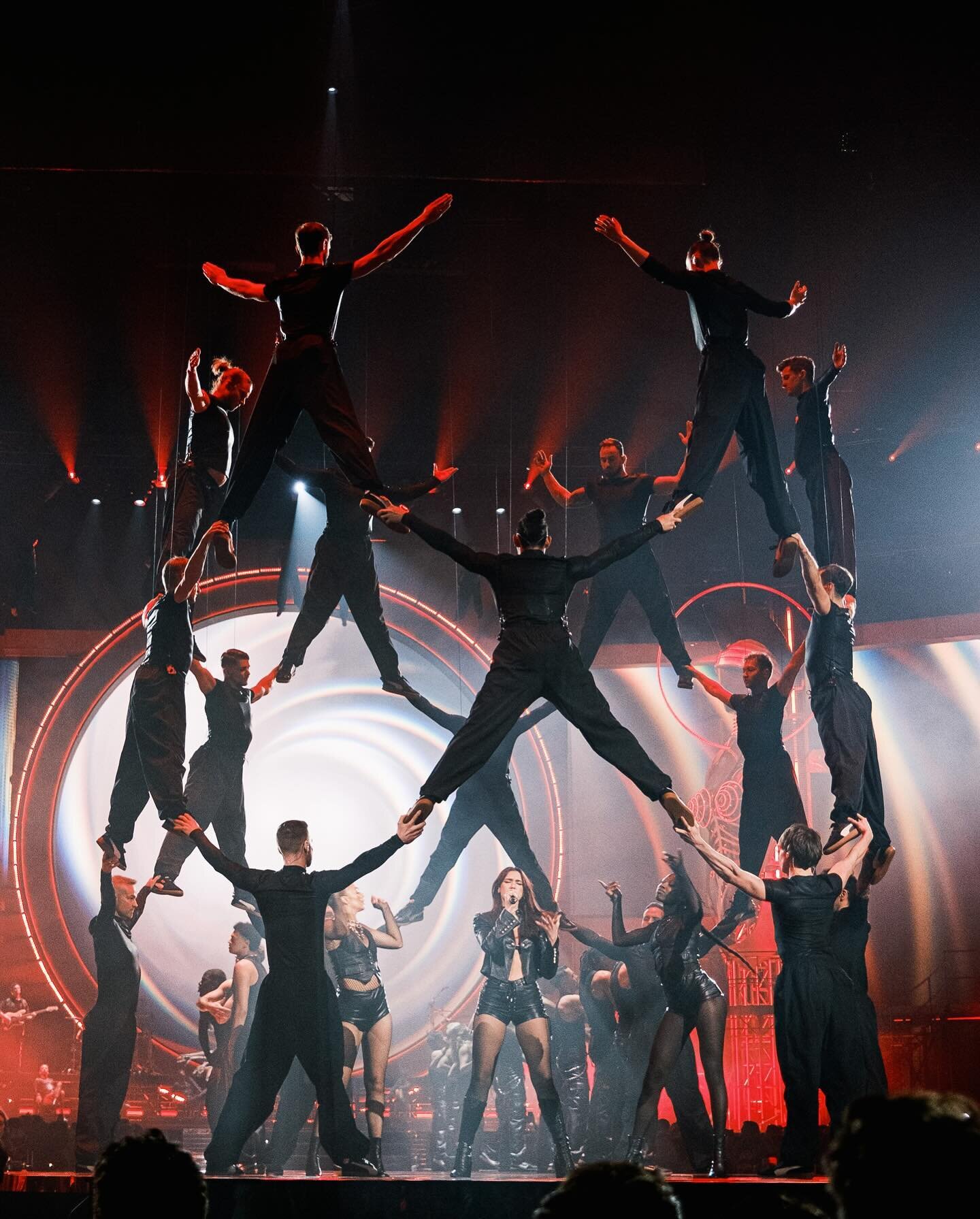 Big night for @warnermusicuk @brits some snaps of @dualipa with her amazing dance team on stage at the O2 and their incredible after party @thenomadhotel